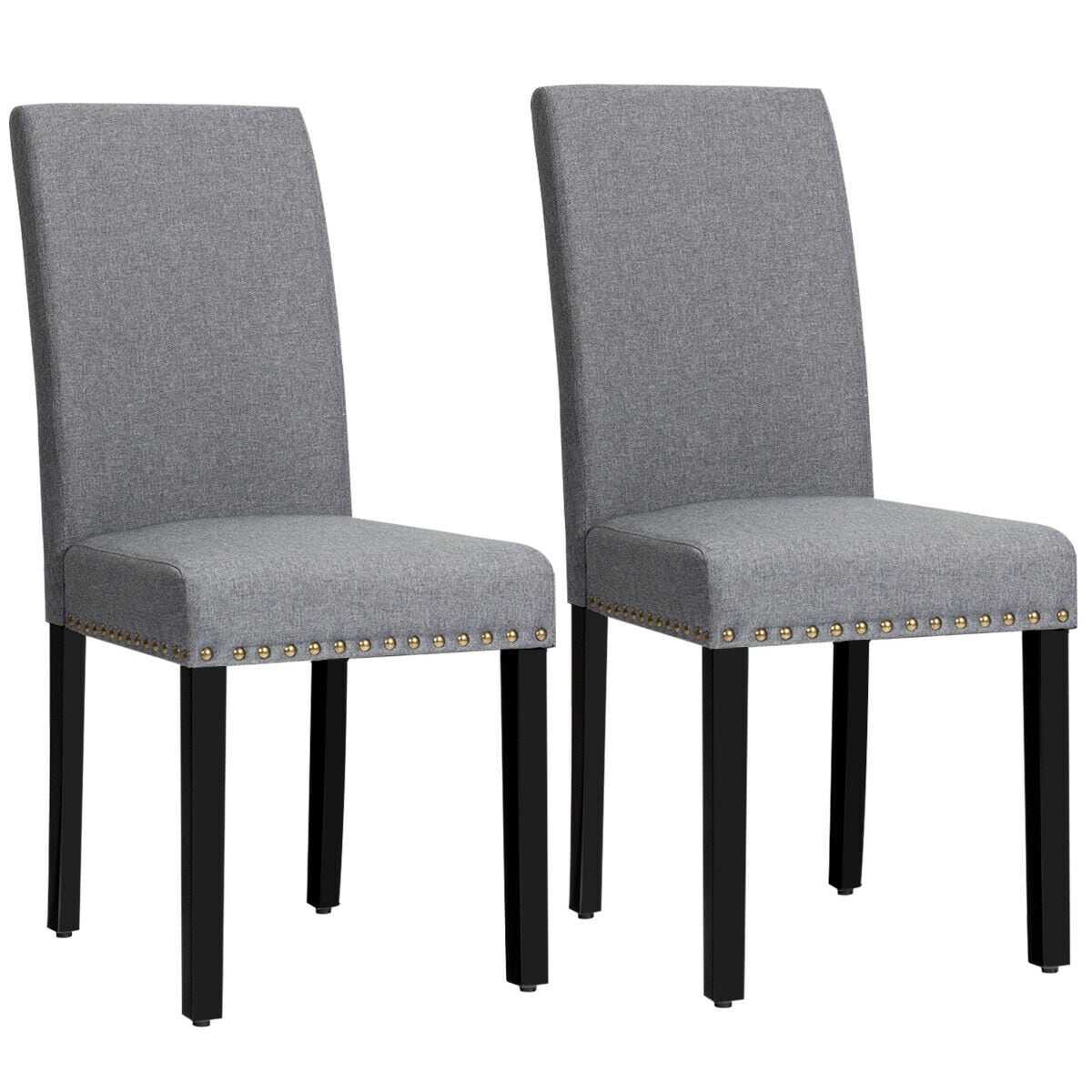 WELLFOR HW-HWY2-65395GR Cy Dining Chair Contemporary/Modern Linen Upholstered Dining Side Chair (Wood Frame)