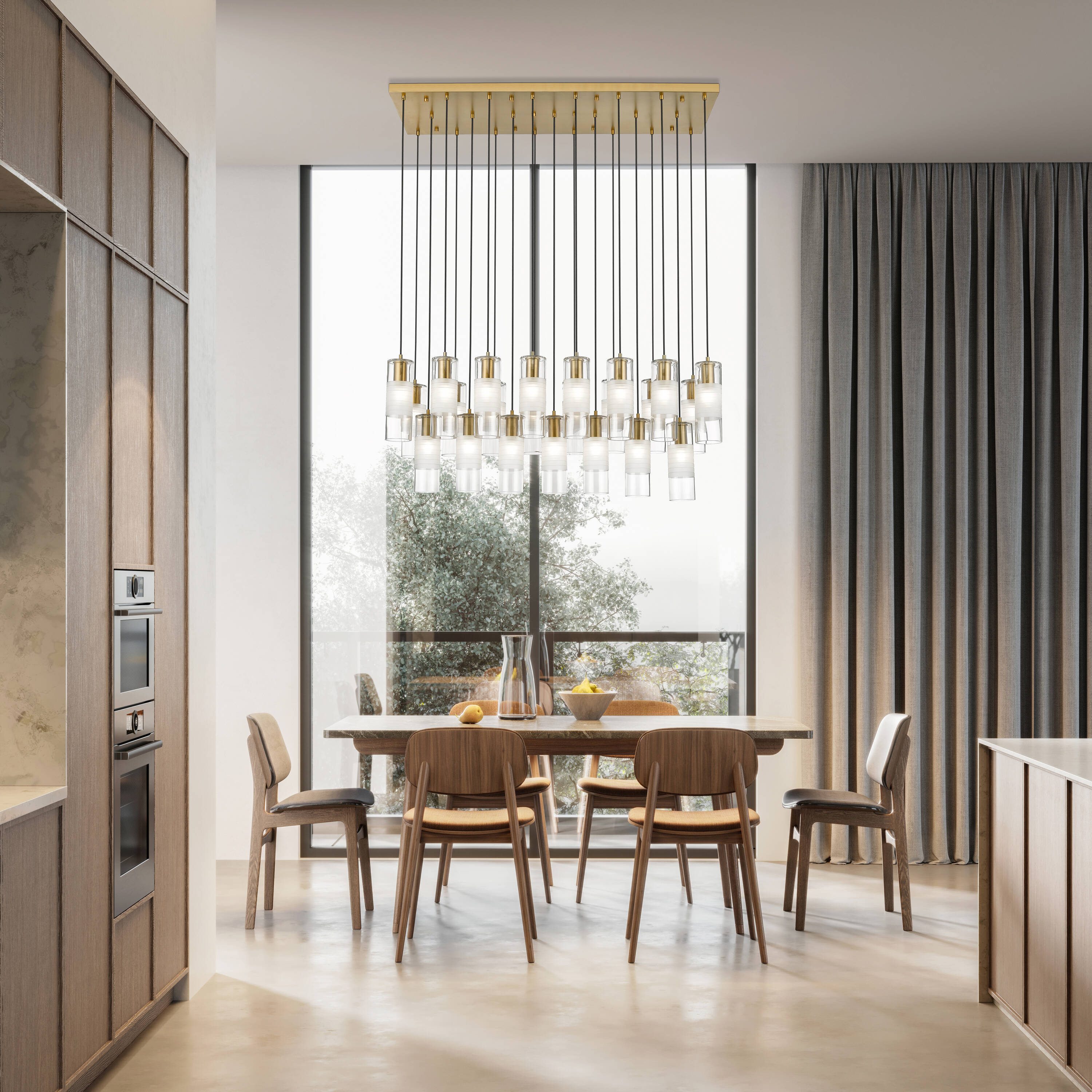 Alton 42" Modern Gold and Nickel Linear Chandelier
