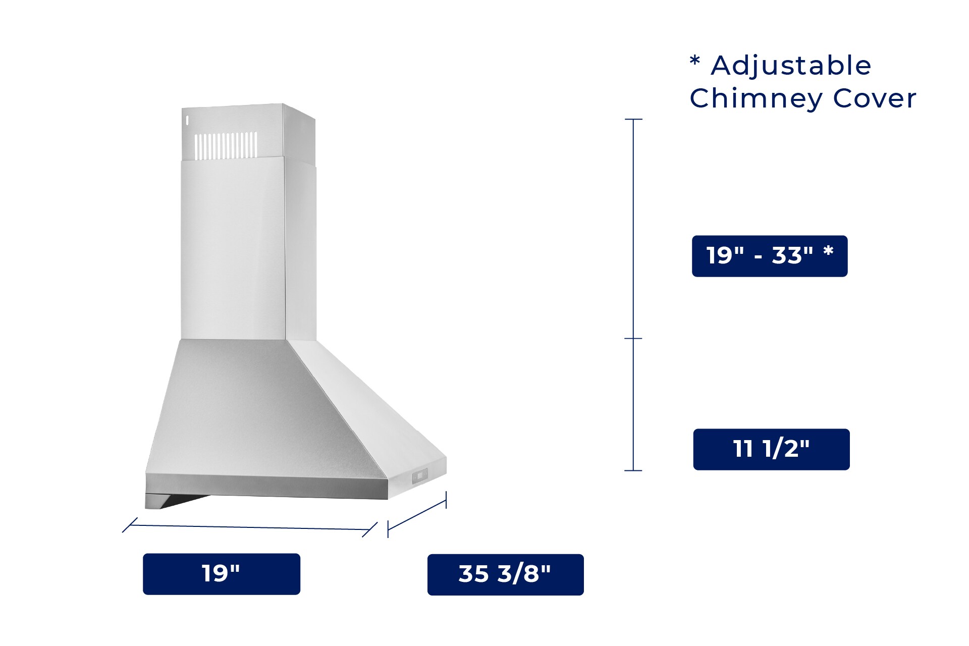 Hauslane Chef 36in 500CFM Ducted Stainless Steel WallMounted Range