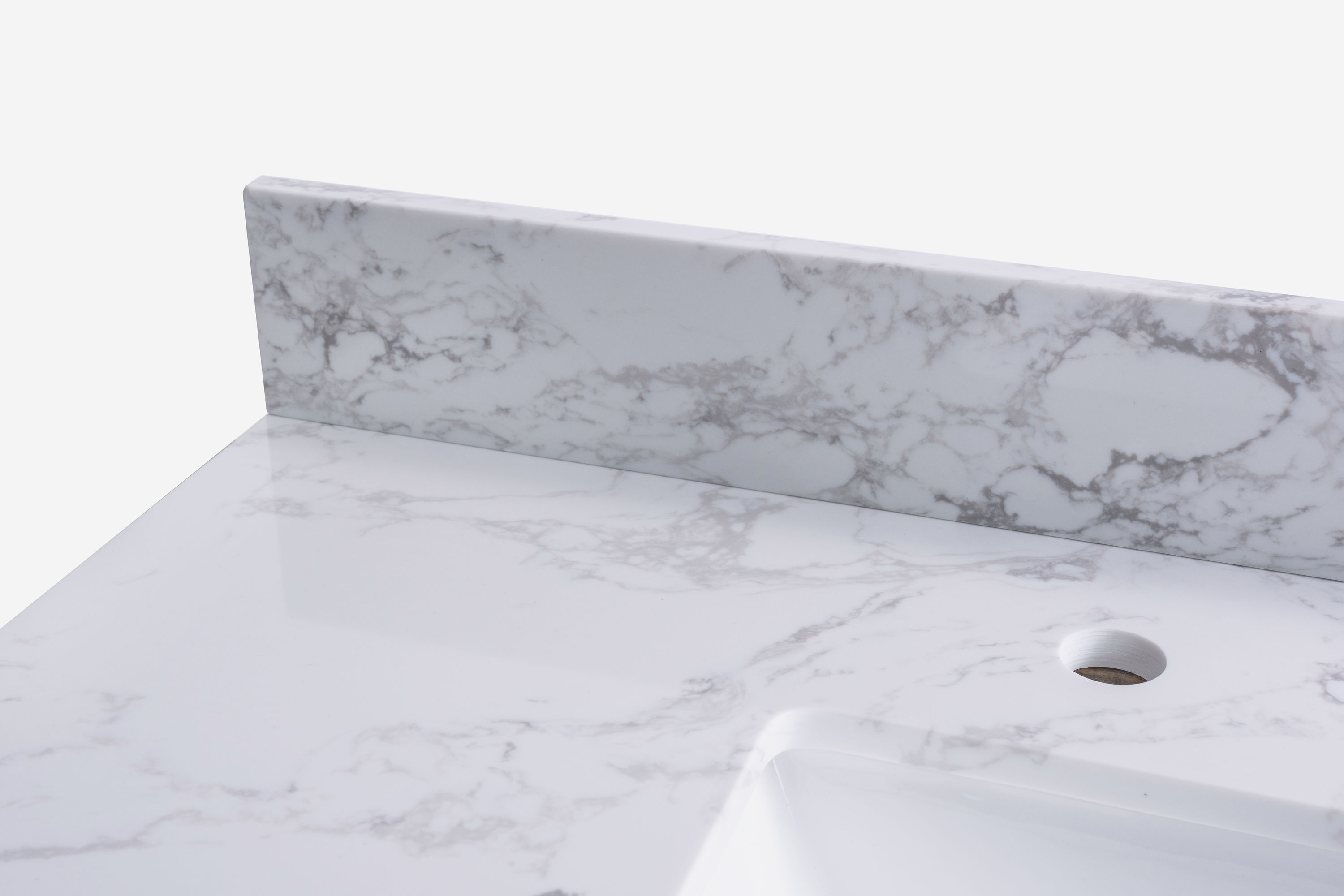 CASAINC 49-in Carrara White Ceramic Single Sink Bathroom Vanity Top in ...