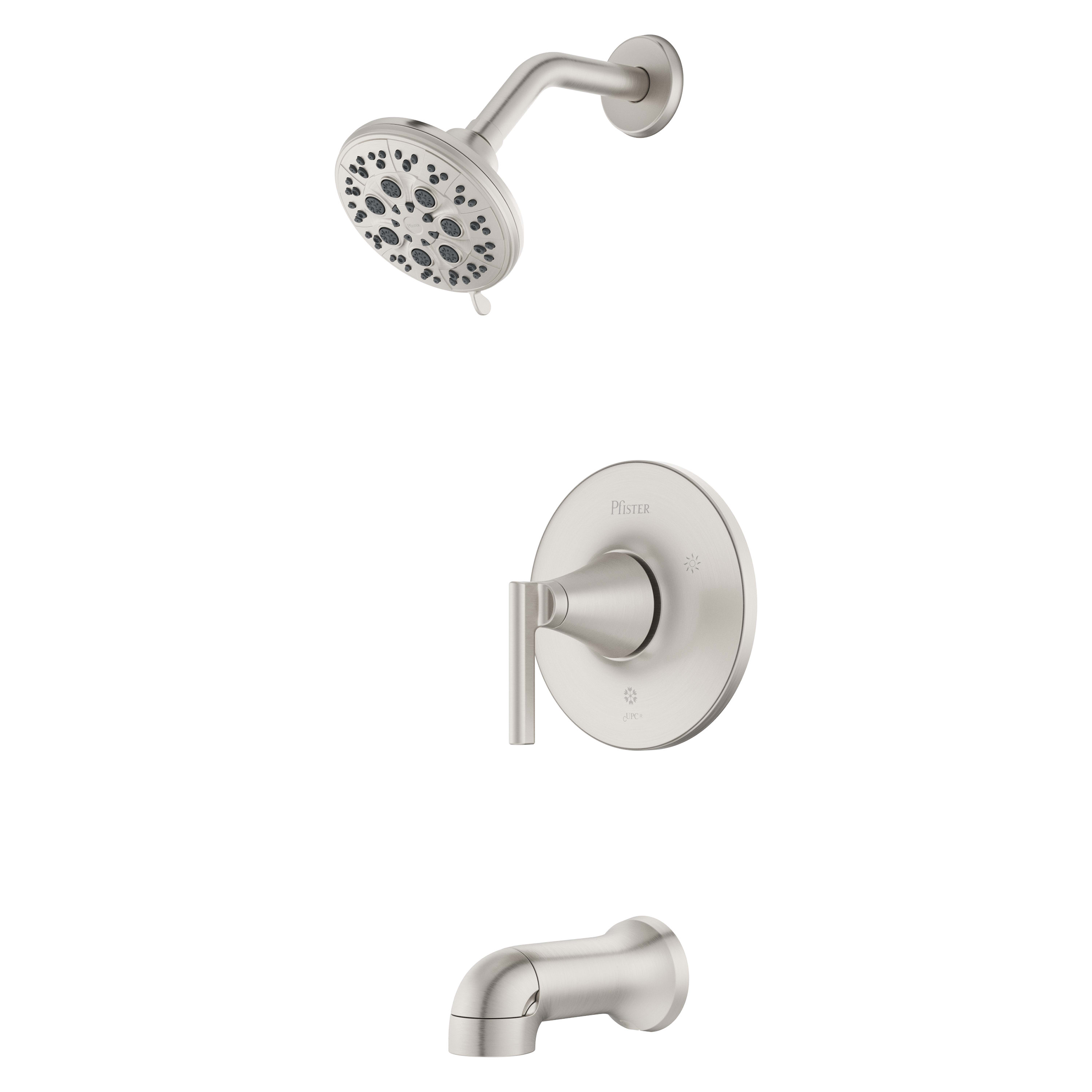 Pfister - Vedra Spot Defense Brushed Nickel 1-handle Multi-function 6.312-in Round Bathtub and sh...