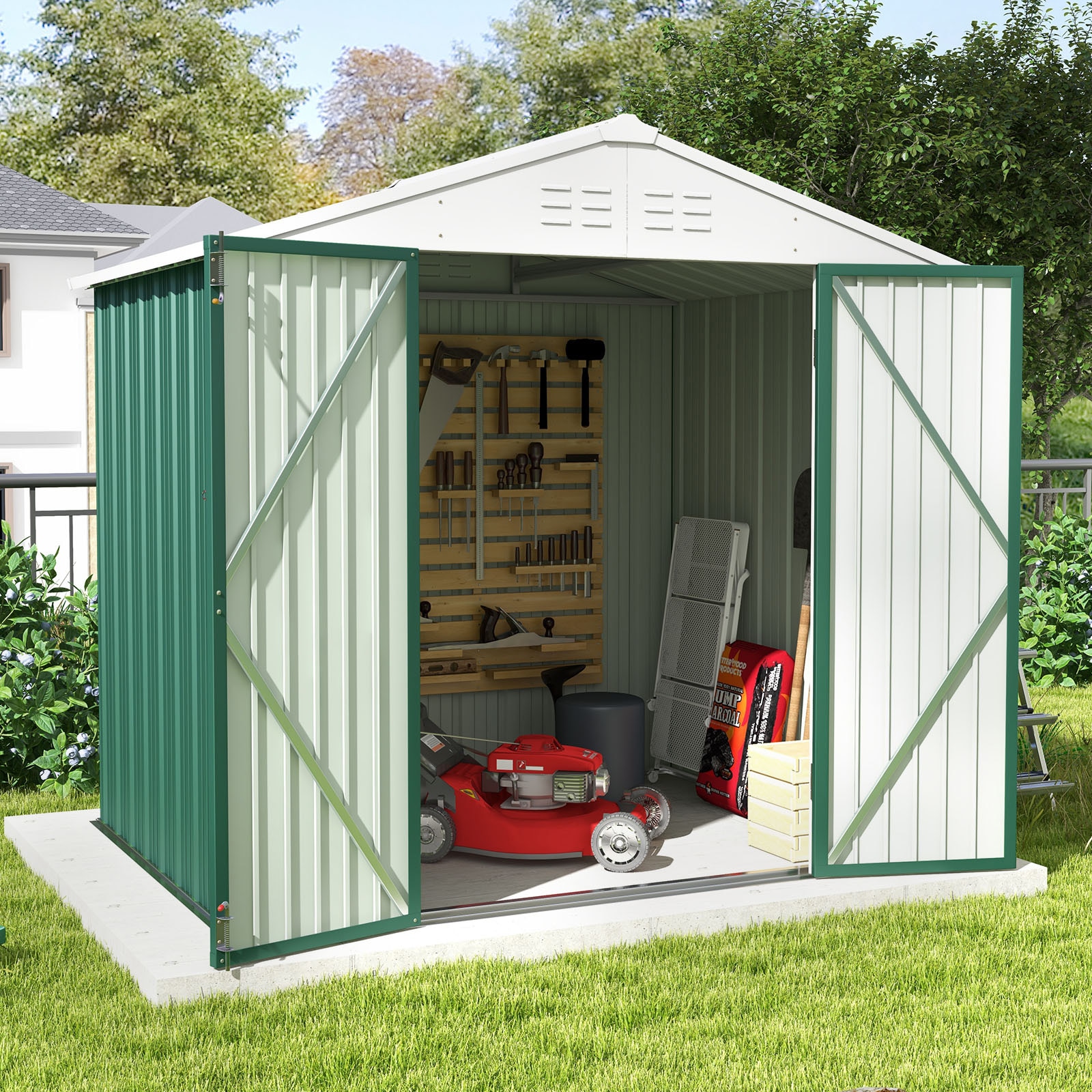 Patiowell 8-ft x 6-ft Galvanized Steel Storage Shed in the Metal ...