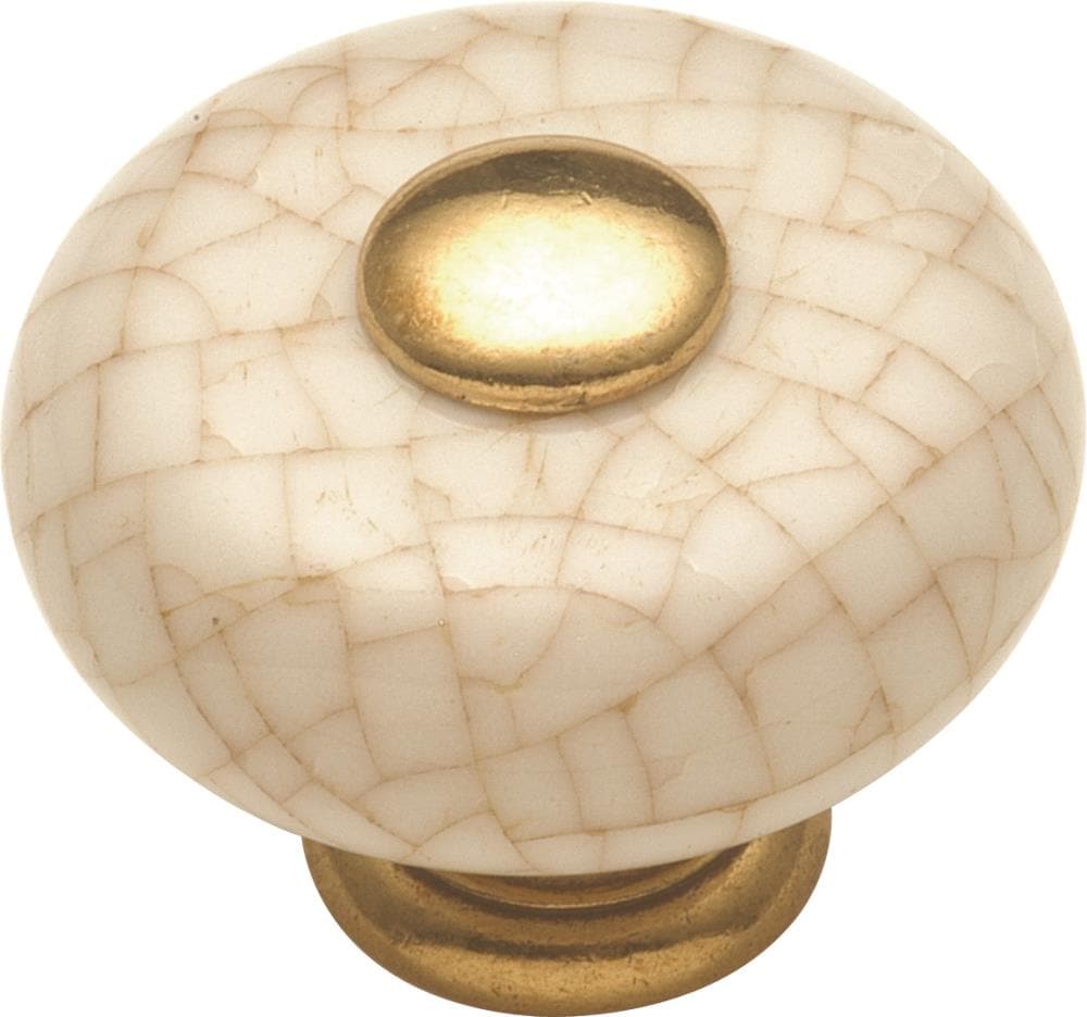 Pack of 10 P221-VC Vintage Brown Crackle 1" Cabinet Knob with Brass Stem Hickory 