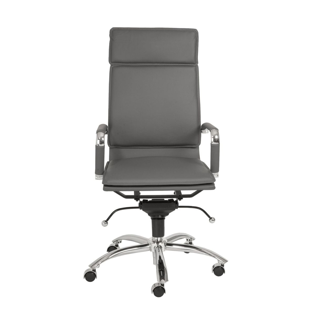 HomeRoots 370549 Amelia Gray Contemporary Adjustable Height Swivel Faux Leather Desk Chair