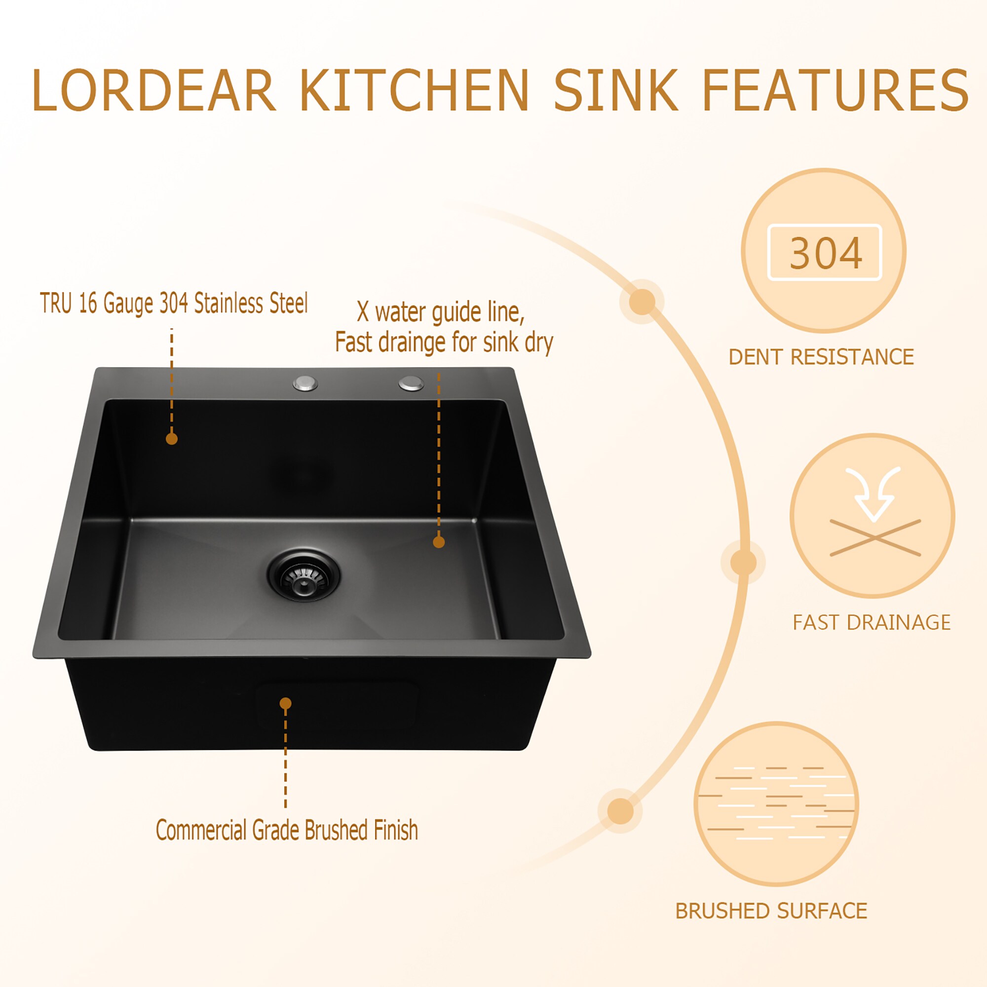 Lordear H-TL28BR Kitchen-Sinks - View #2