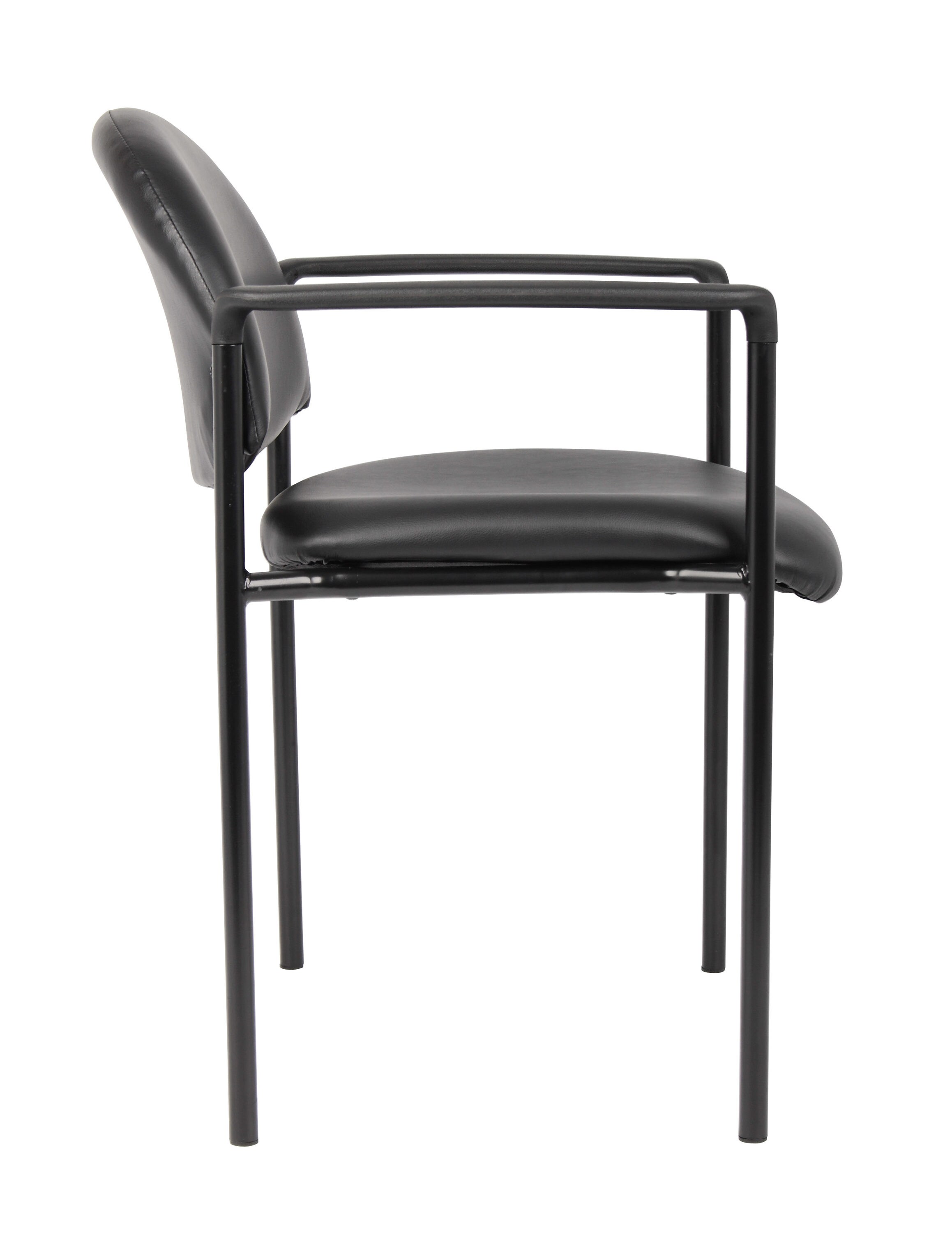 Contemporary Black Caressoft Stacking Chair with Metal Frame