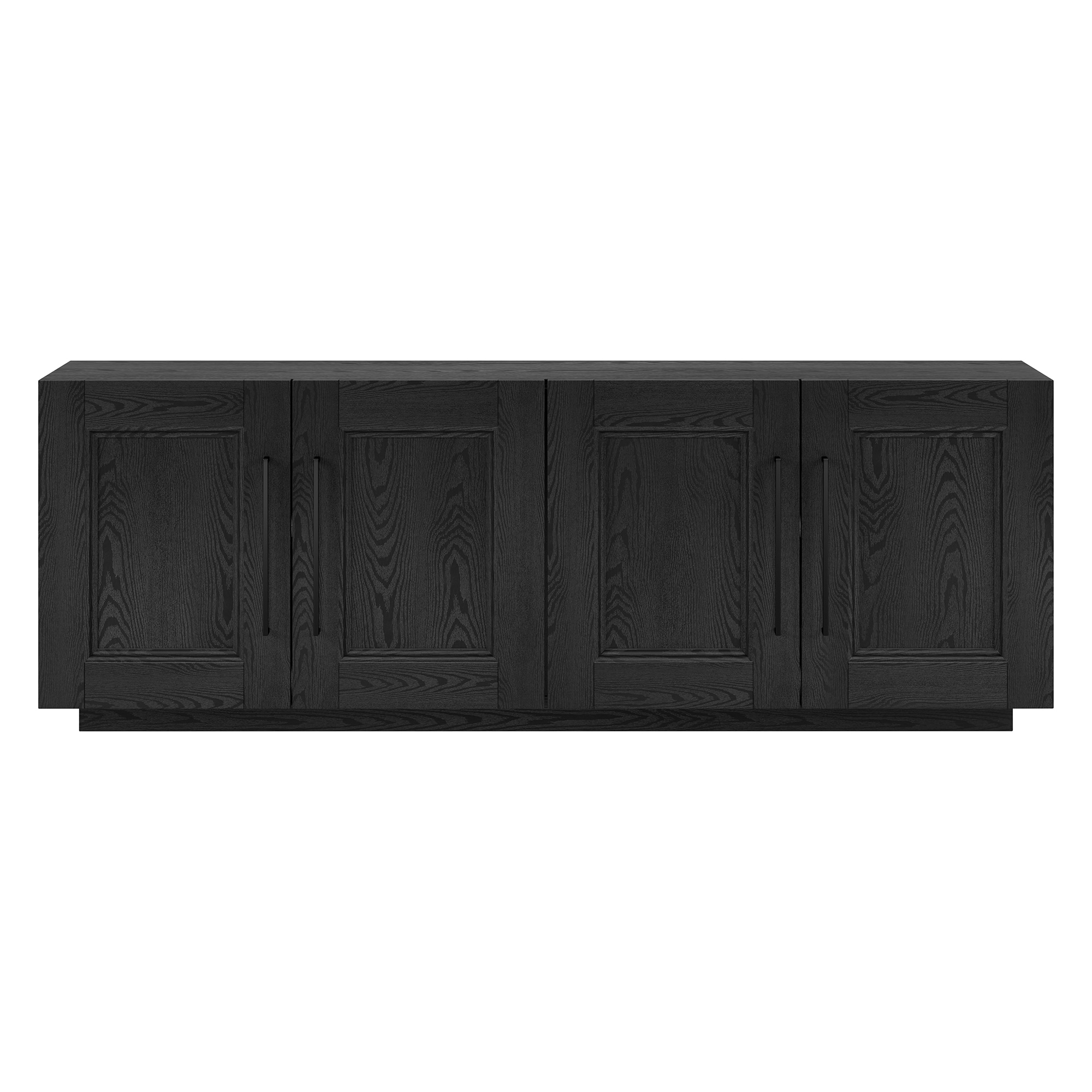 Black Grain MDF 68" TV Stand with Cabinets