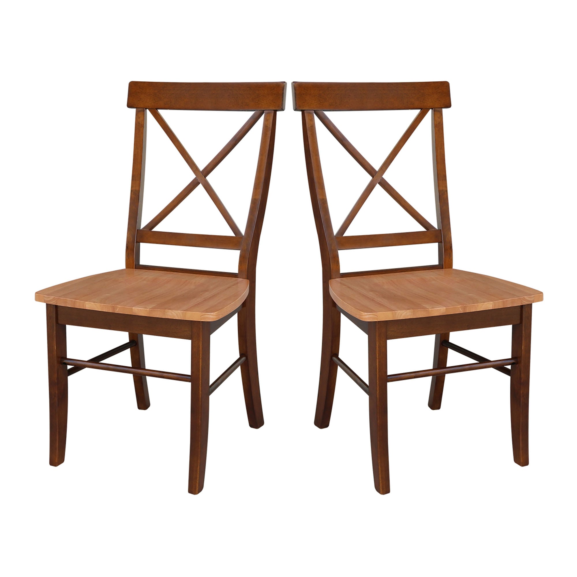 Cinnamon and Espresso Cross Back Wood Side Chair Set