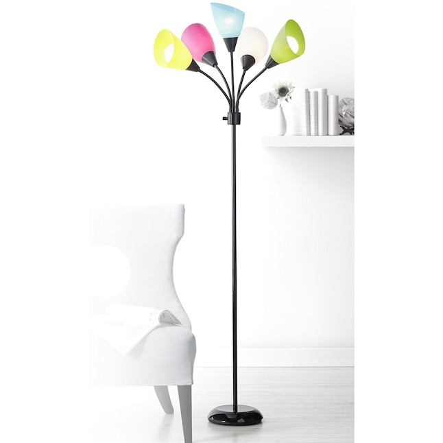 Black Multi Head Floor Lamp, Mainstays White 5 Light Floor Lamp With Multi Colored Shades