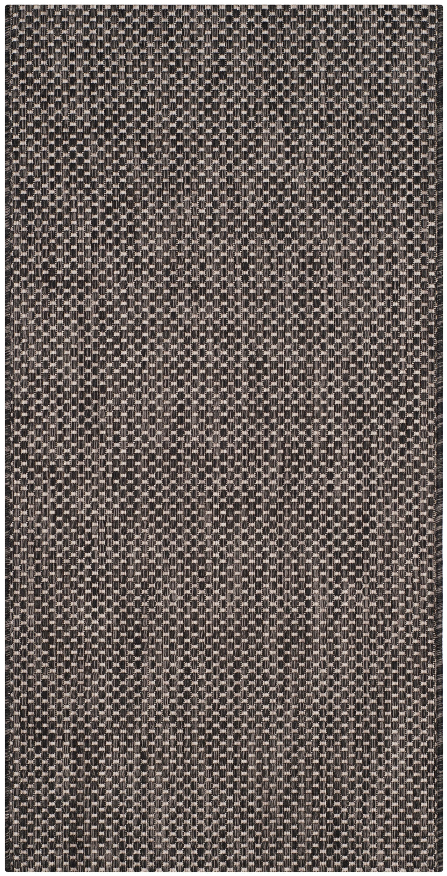 Contemporary Black/Beige Synthetic Indoor/Outdoor Rug, 2'7" x 5'