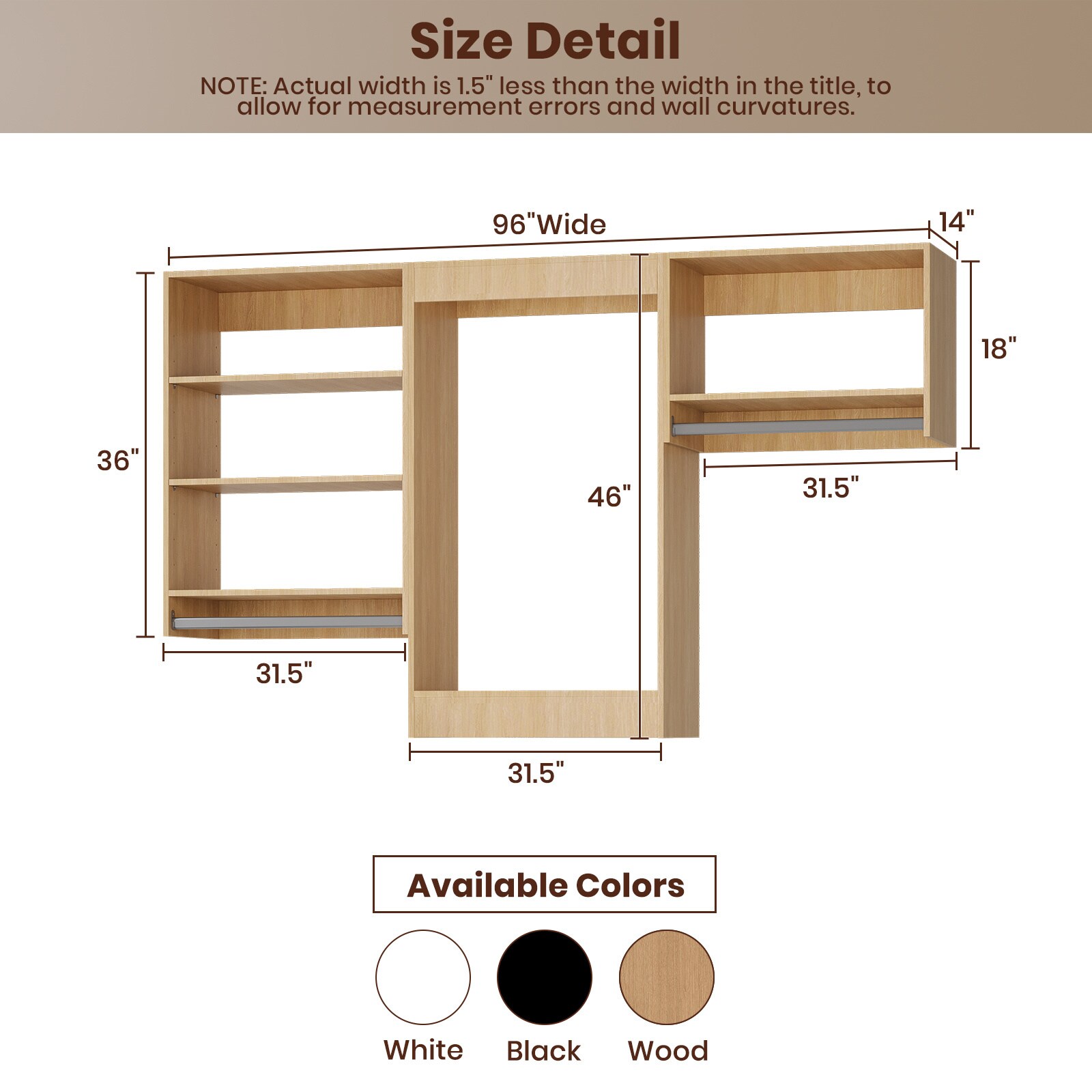 LOVMOR LO-MODEL1-23-ZJL Wood-Closet-Shelves - View #7