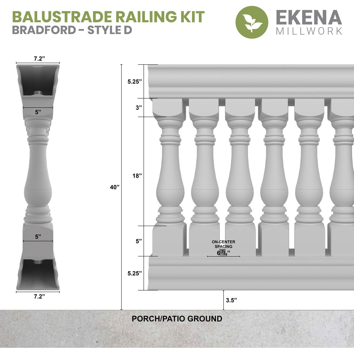 Ekena Millwork BALK40X120BRD railings - View #2