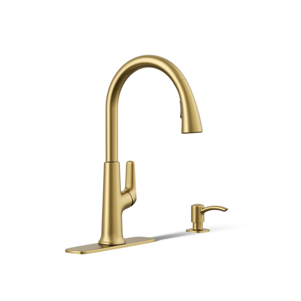 KOHLER R26573-SD-2MB Volt Vibrant Brushed Moderne Brass Single Handle Deck-mount Pull-down Kitchen Faucet with Sprayer ( Deck Plate Included ) (Soap Dispenser Included)
