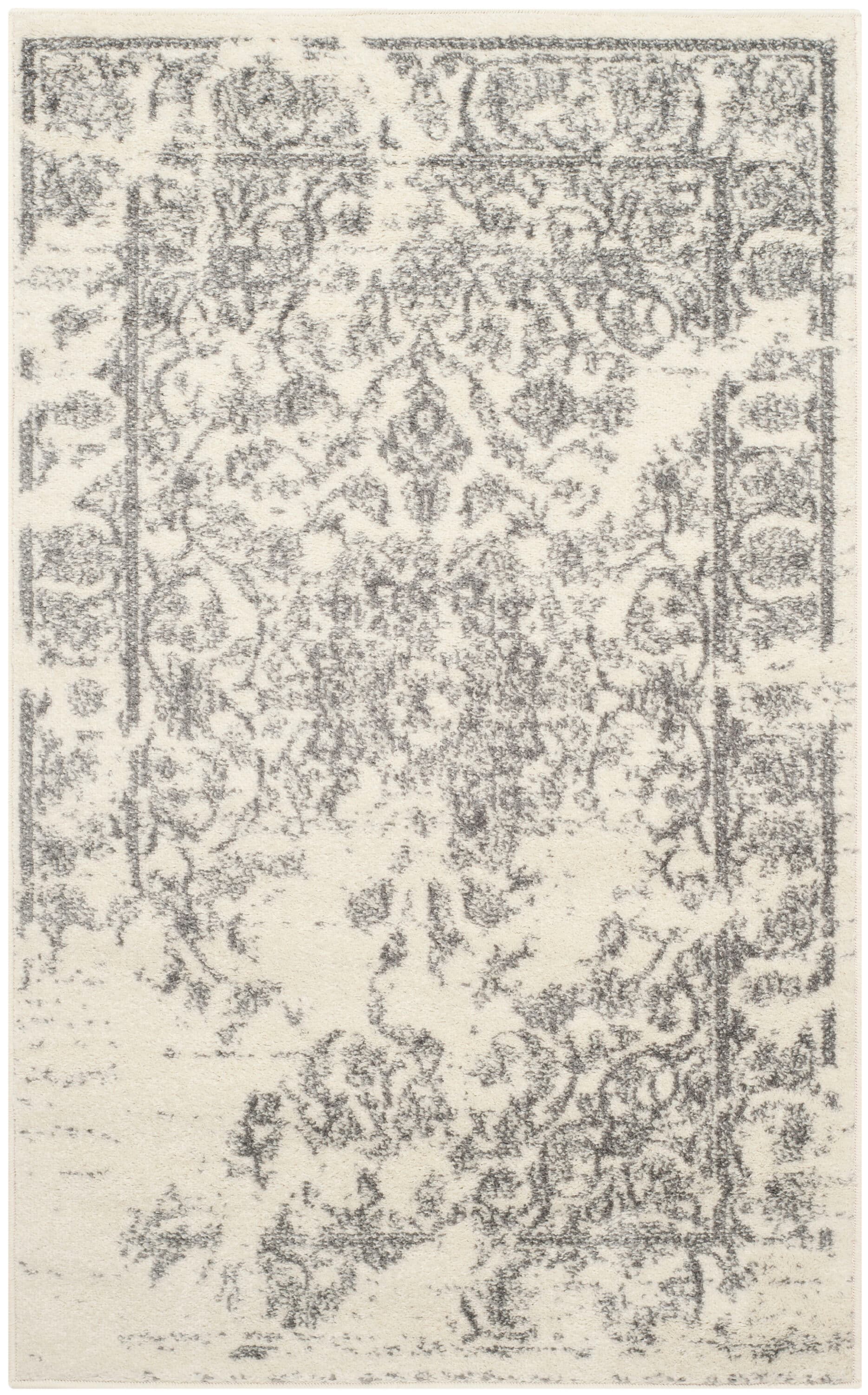 Safavieh ADR101B-3 Adirondack Plaza 3 x 5 (ft) Loomed Polypropylene Ivory/Silver Rectangular Indoor Distressed/Overdyed Vintage Throw rug