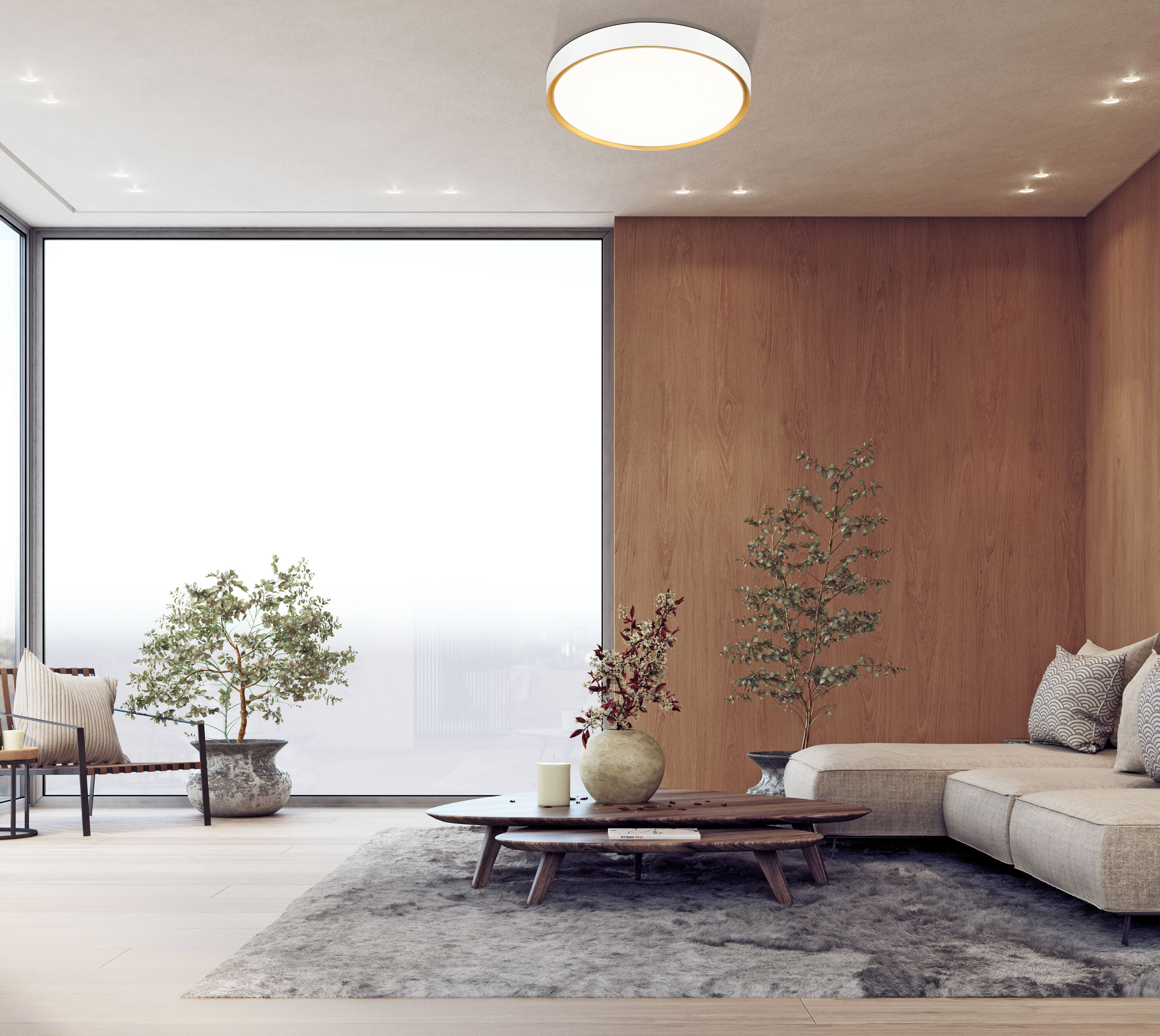 Z-Lite 1014F20-MW-MGLD-LED Kawan 1 -Light 20-in Multiple finishes Multiple colors/finishes Integrated LED Flush Mount Light