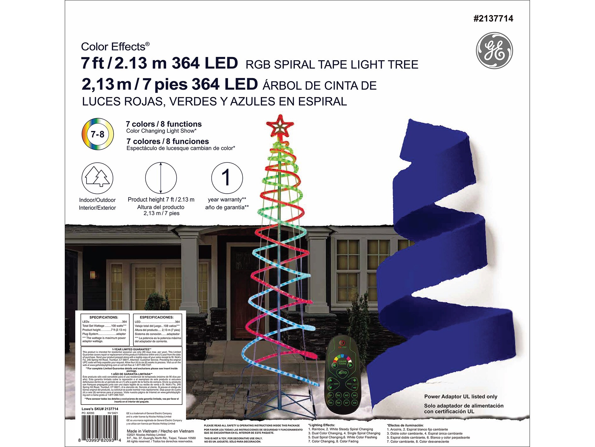 3 Packs LED RGB Spiral Christmas Tree with Remote Control