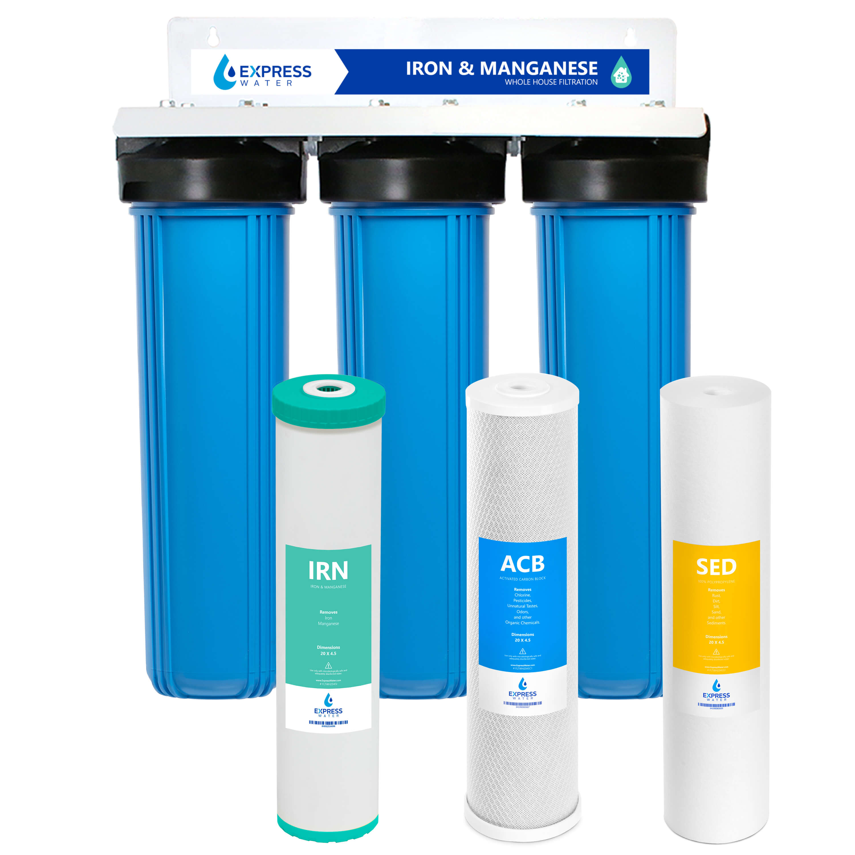 Express Water WH-300RS-ICS WH-300RS-ICS Triple-stage 15-GPM Iron reducing Soft water Whole House Water Filtration System
