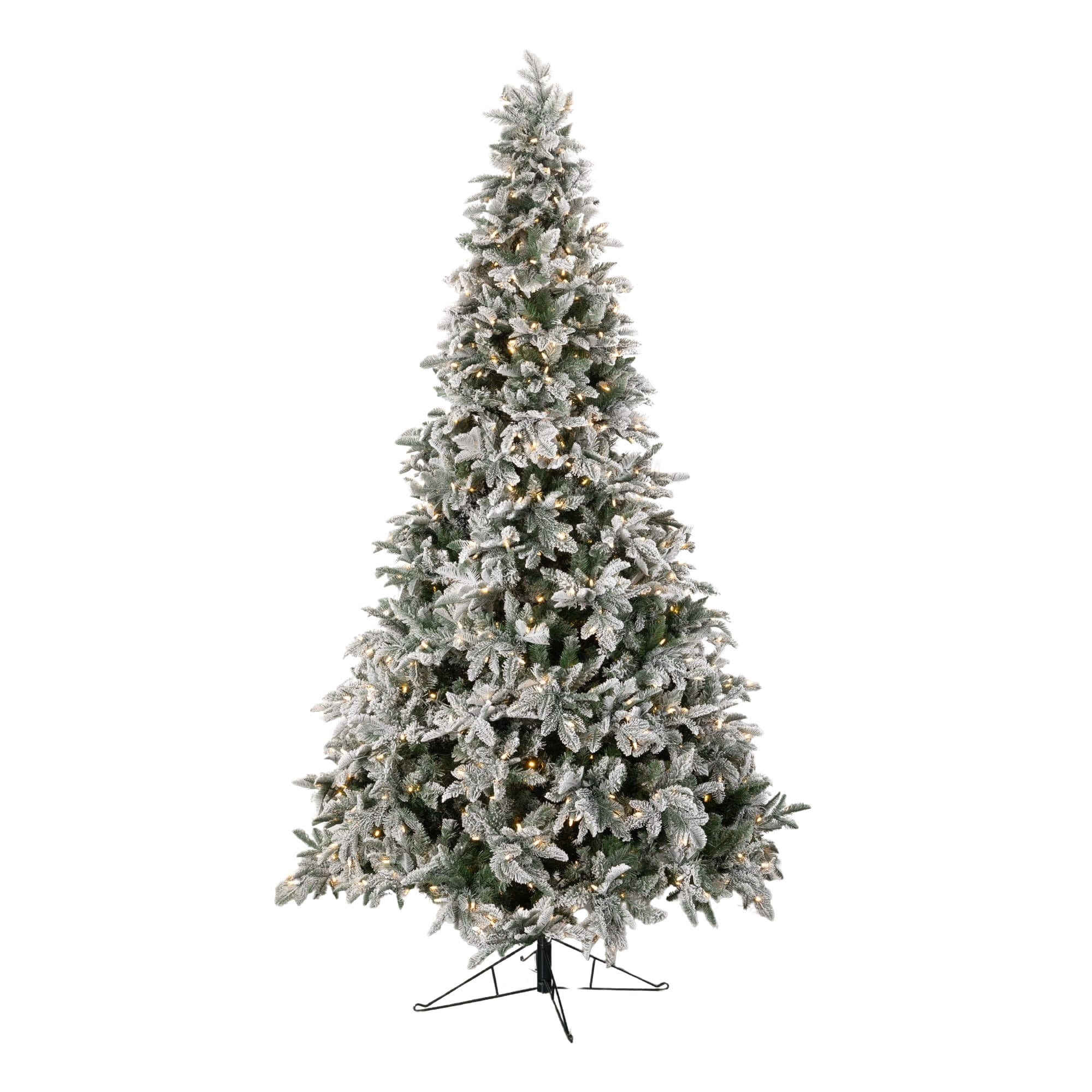 Sullivans TR1234 Fresh Snowfall 9-ft Pine Pre-lit Flocked Artificial Christmas Tree with White LED Lights