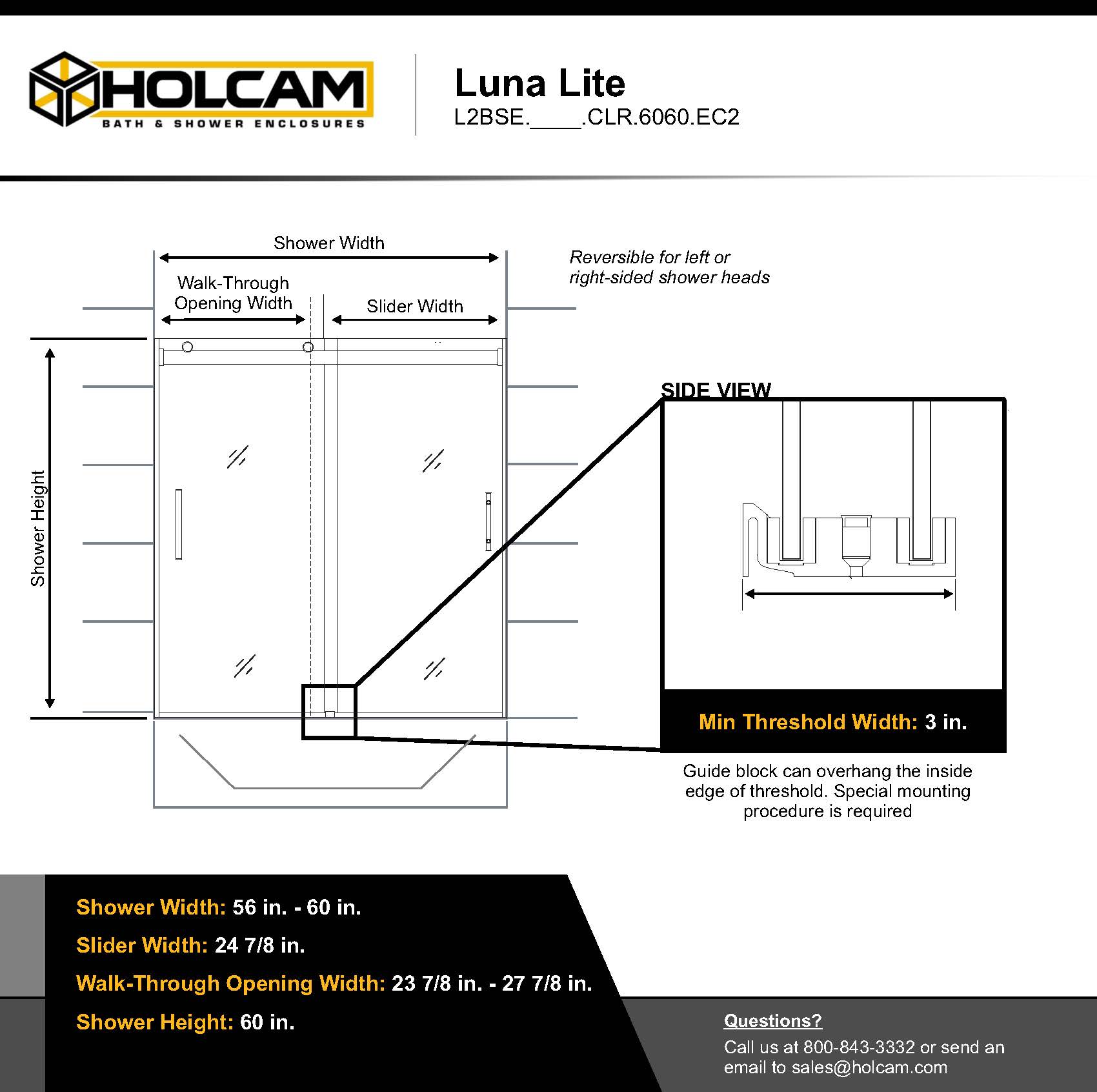 Holcam L2BTEBGDCLR6060EC2 Bathtub-Doors - View #7