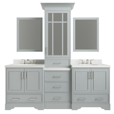 Ariel Stafford 85 In Grey Undermount, Double Vanity With Center Hutch