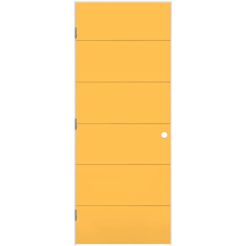 Masonite 1446444 28-in x 80-in Marigold Hollow core Flush Right hand Smooth Prefinished Molded composite Flat Jamb Single Prehung Interior Door