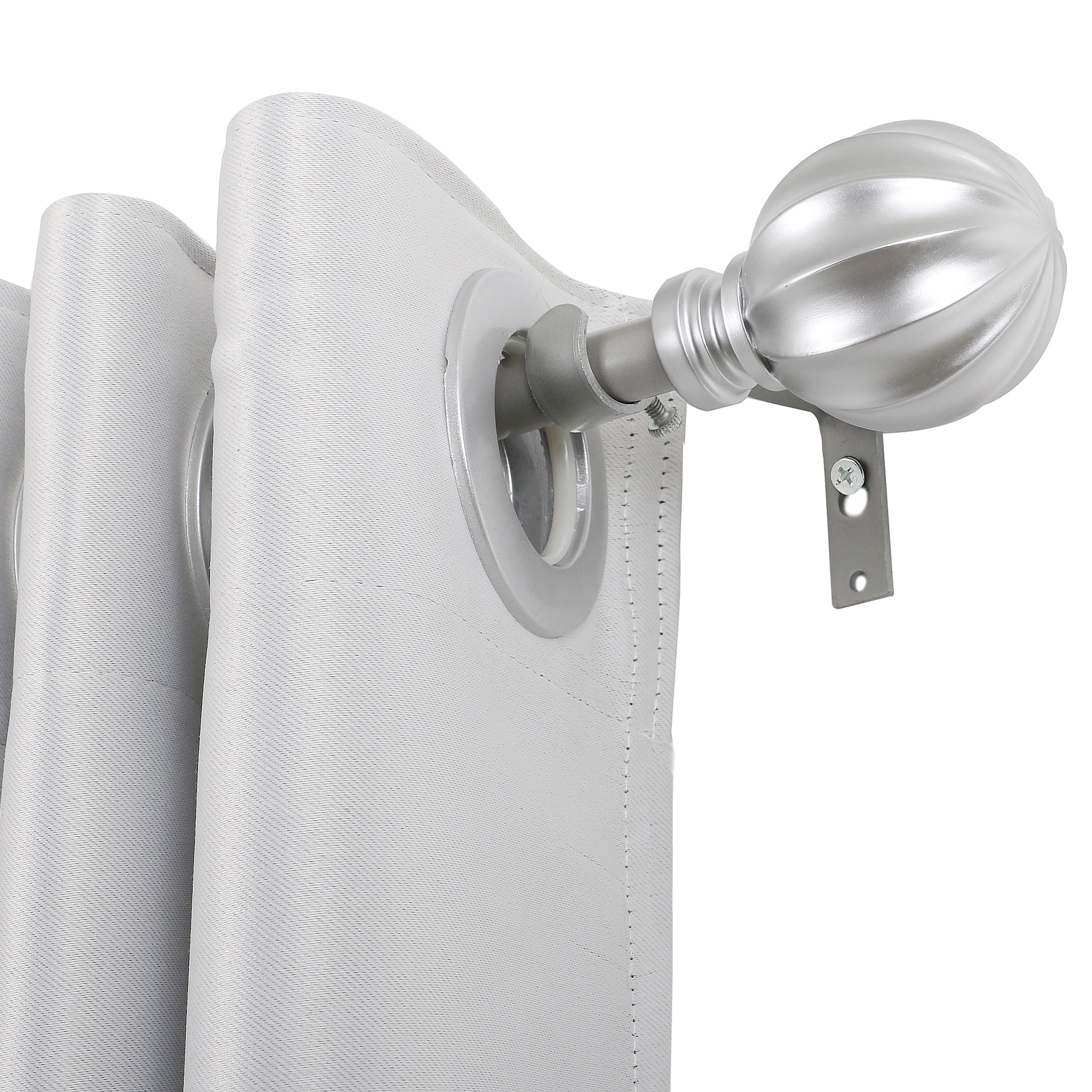 Utopia Alley D58N 86-in to 120-in Nickel Iron Single curtain rod with Finials