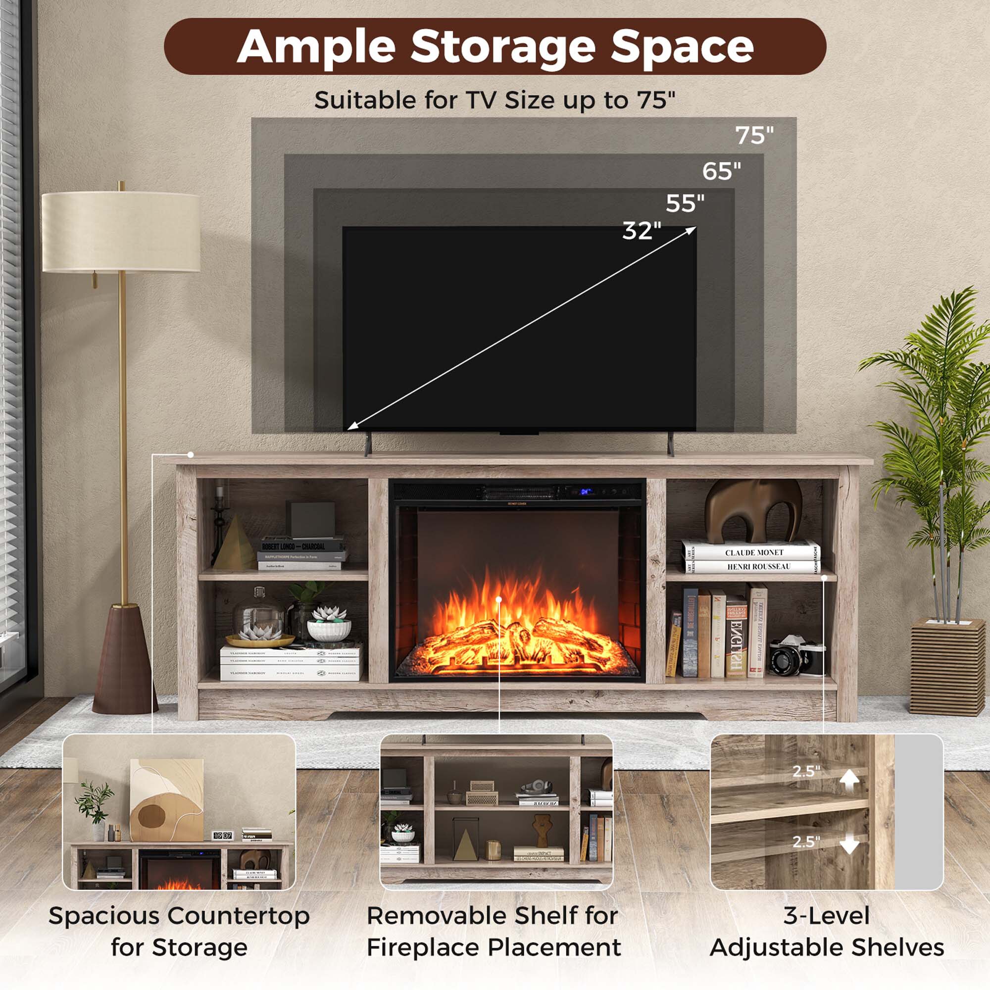Costway HCST00948 Electric-Fireplaces - View #5