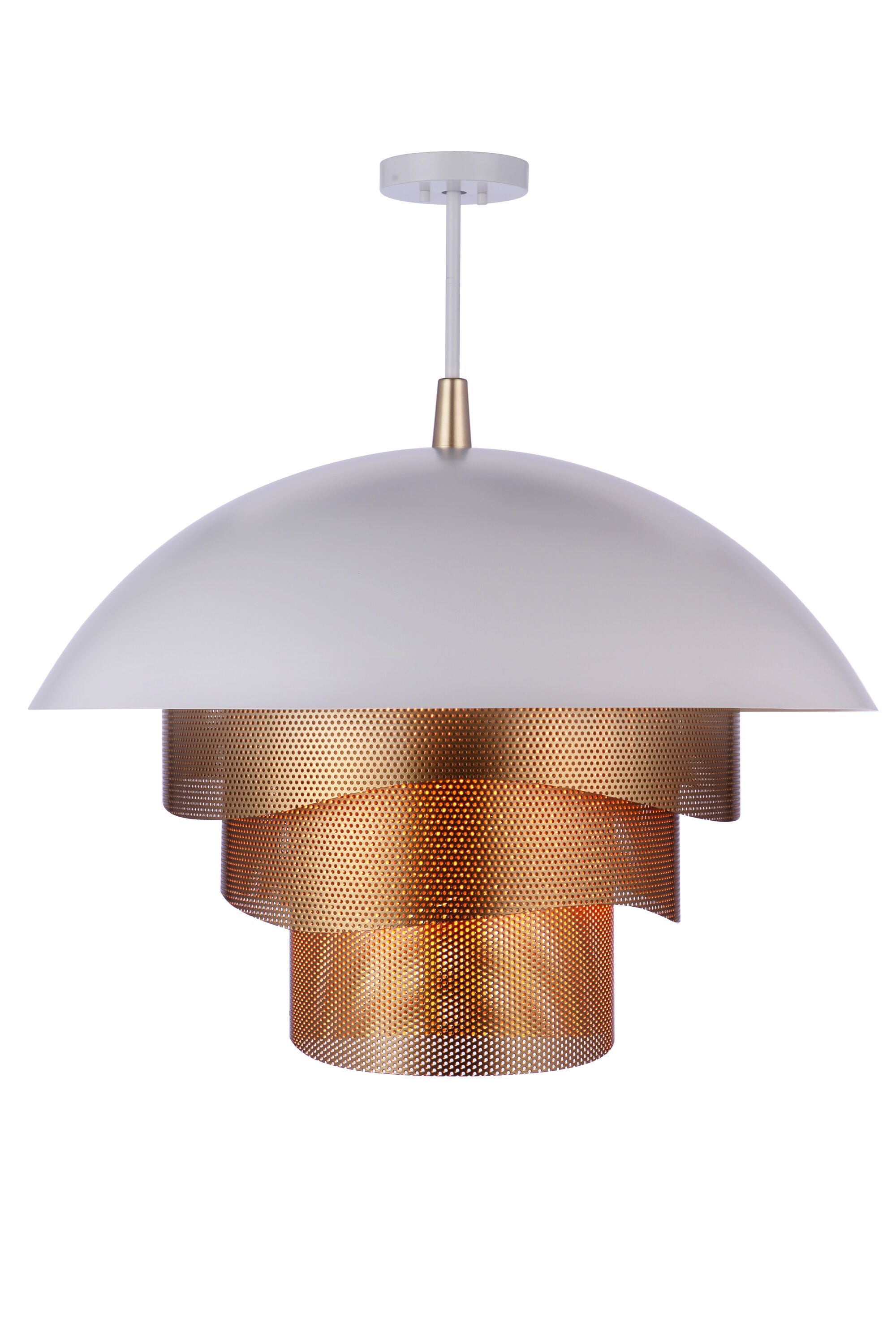 Matte White and Gold LED Dome Pendant Light