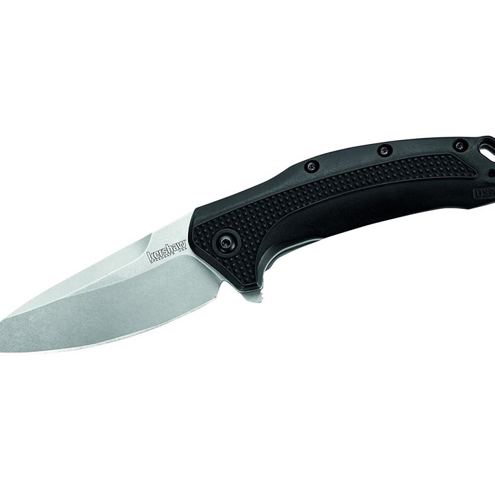  MDCO33631 Kershaw Knives KER-1776 3.25 in. Link Folding Knife Assisted Stonewash Plain Blade, Black