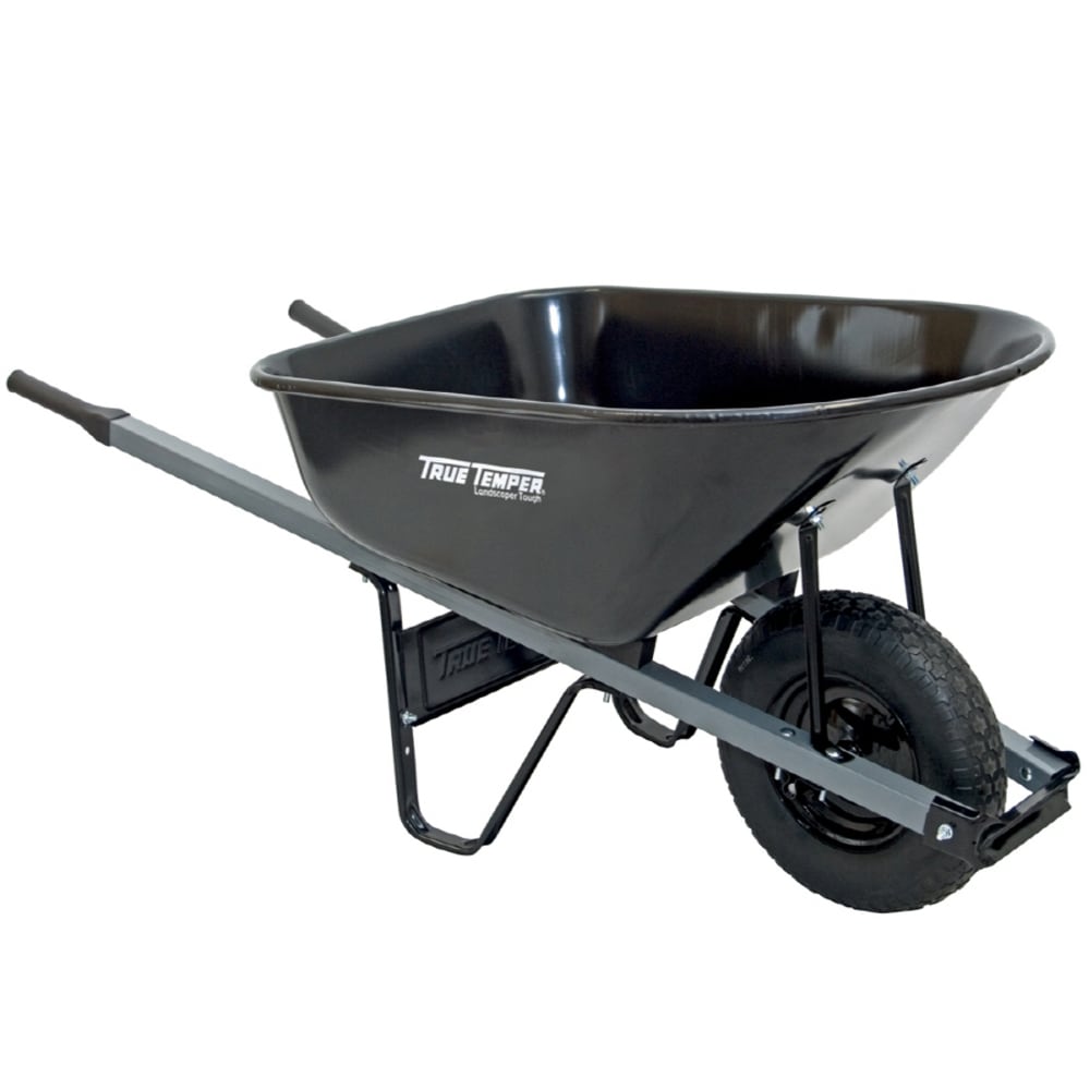 True Temper 6 cu. ft. Wheelbarrow with Steel Handles and Flat Free Tire  (Pack of 2) 10000-03685 - The Home Depot