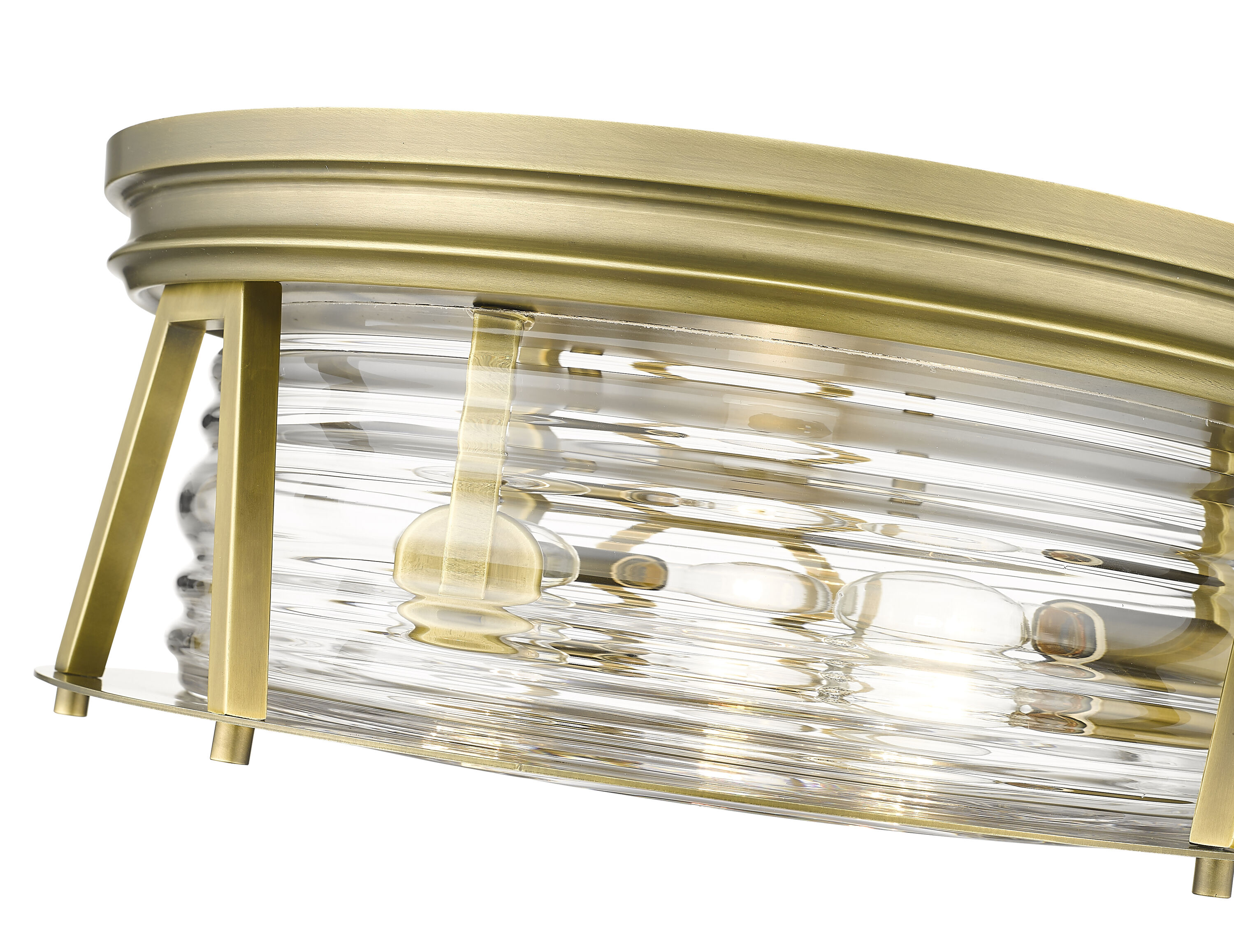 Rubbed Brass and Clear Glass 16" Flush Mount Ceiling Light