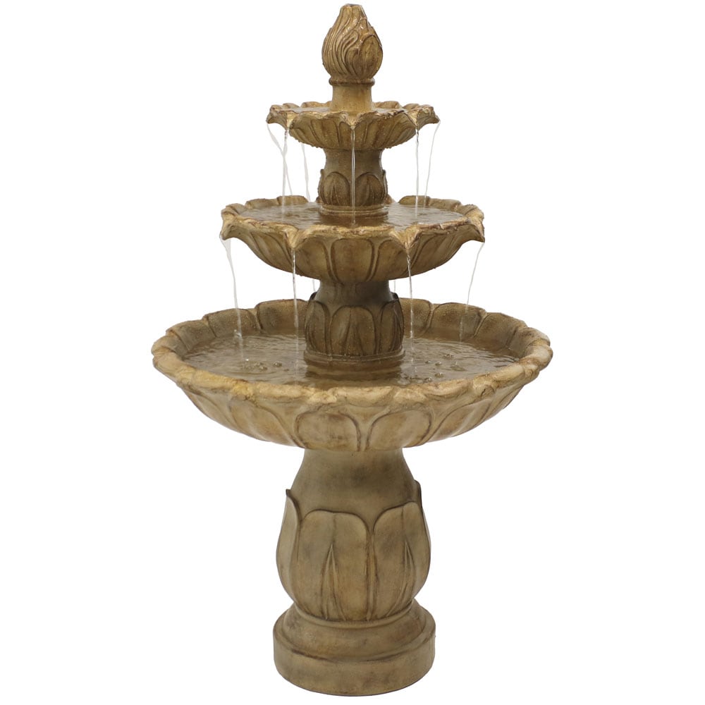 Sunnydaze Decor XCA-131502GDS 46-in H Stone Tiered Outdoor Fountain Pump Included