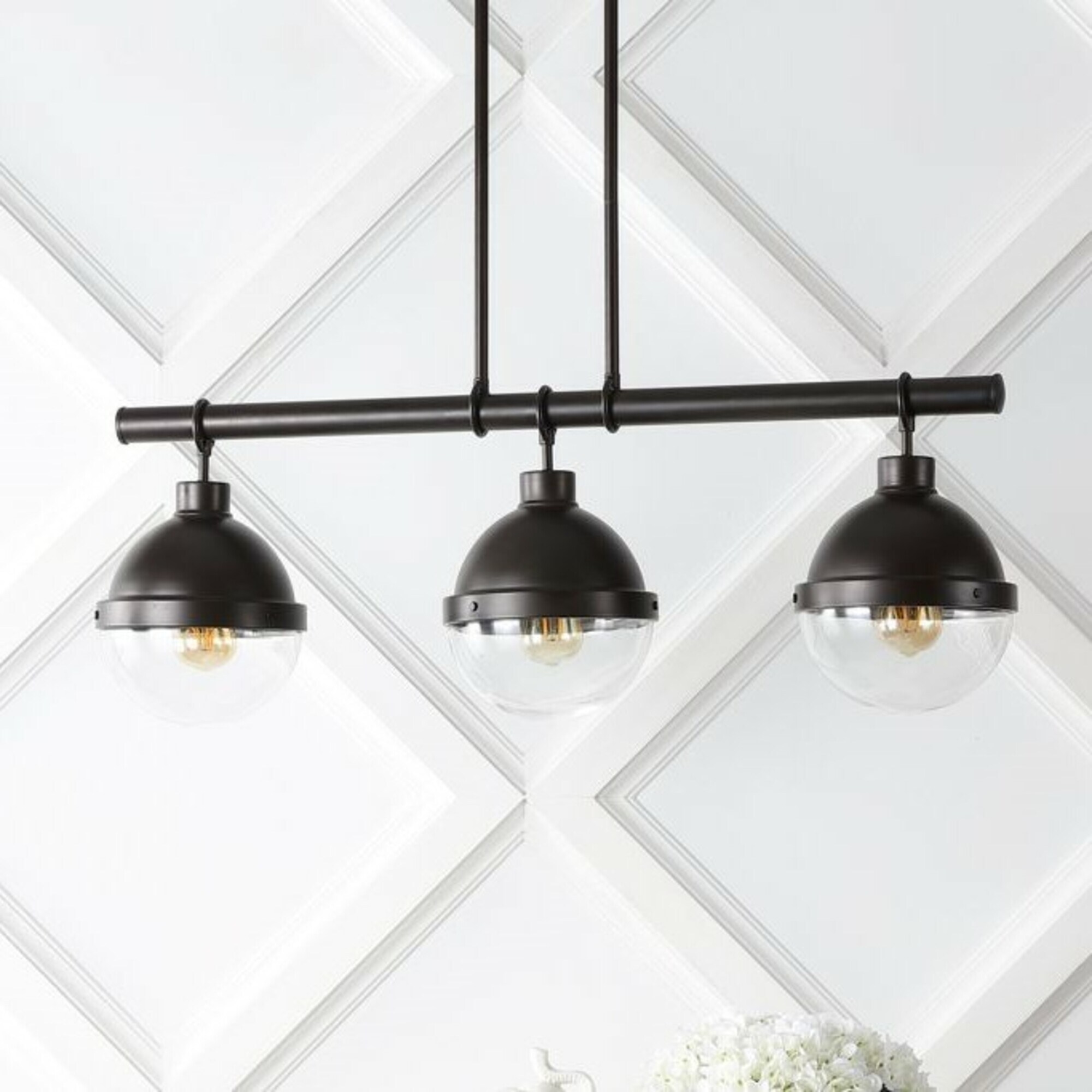 Caleb Industrial Rustic 33" Oil-Rubbed Bronze LED Linear Pendant