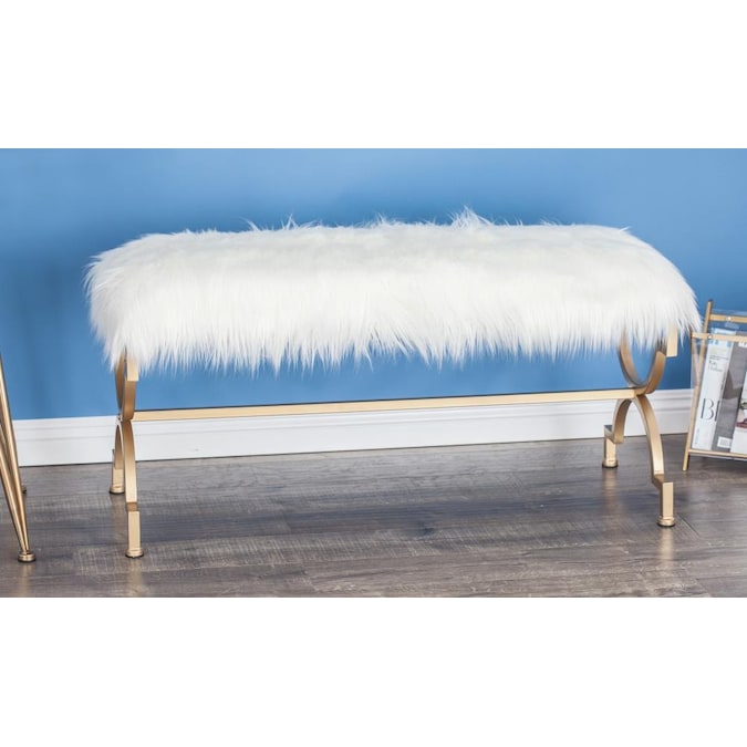 Grayson Lane Modern White Accent Bench in the Indoor Benches department ...