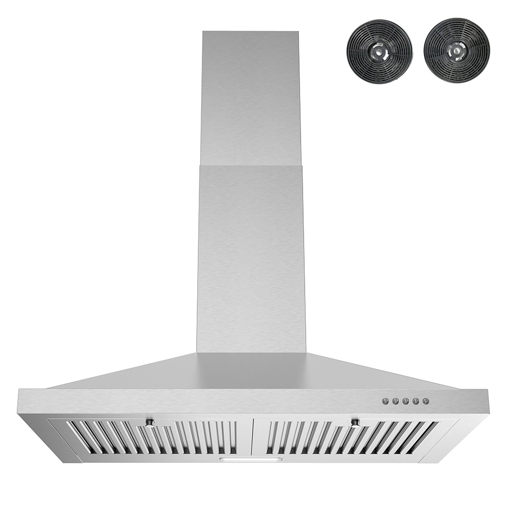 Streamline T-4807-1-CL 30 inch Convertible 220-CFM Brushed Stainless Steel Wall-Mounted Range Hood with Charcoal Filter