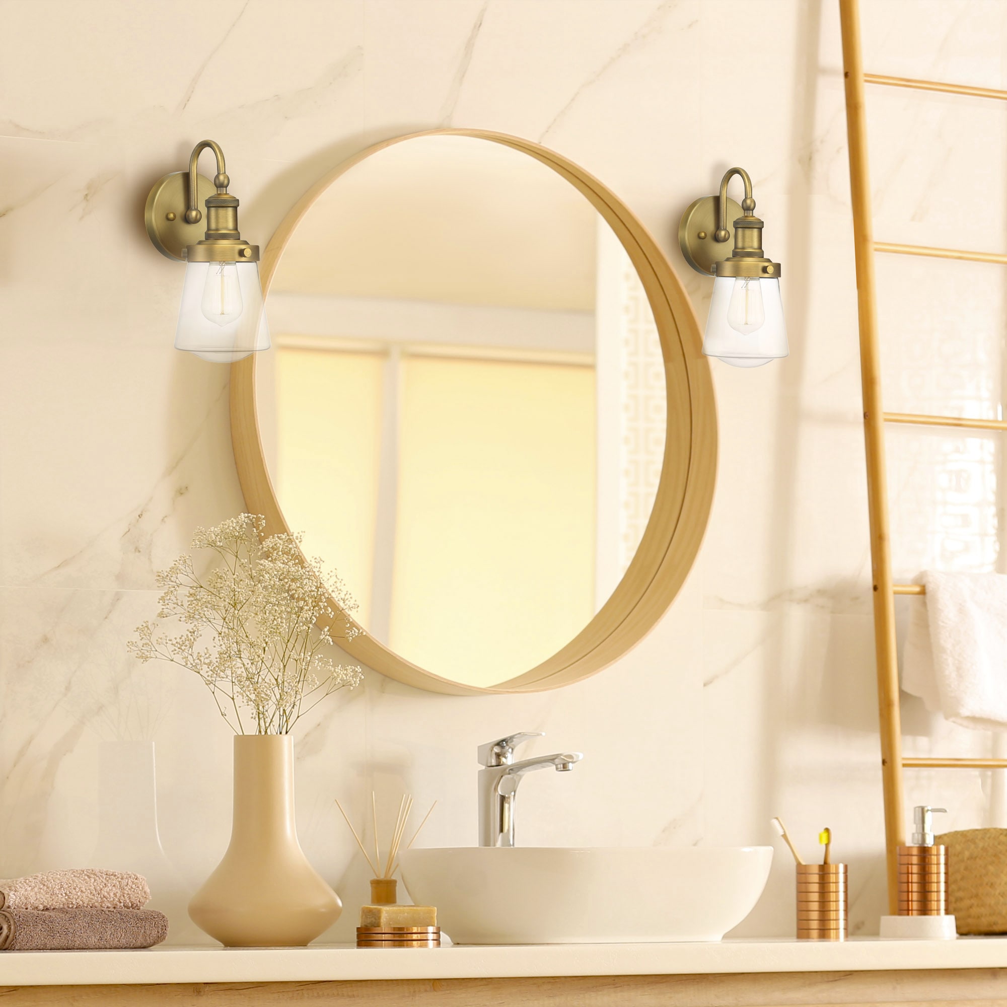 Designers Fountain 69501-OSB Taylor 5.25-in W 1 -Light Satin Brass Industrial Wall Sconce