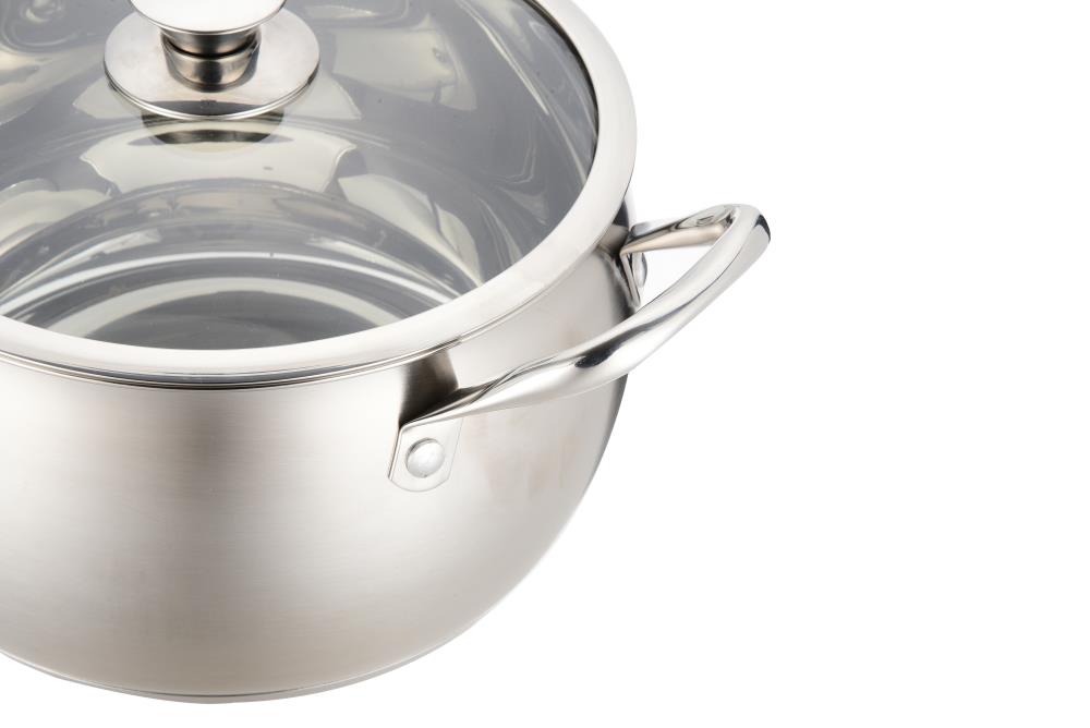  Hamilton Beach Stainless Steel 7-Quart Dutch Oven -  Professional Premium Oven Safe Stock Pot with Ergonomic Handle & Glass Lid  - Fryer Pot for Braising: Home & Kitchen