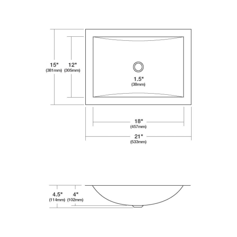 Native Trails Brushed Nickel Copper Undermount Rectangular Bathroom