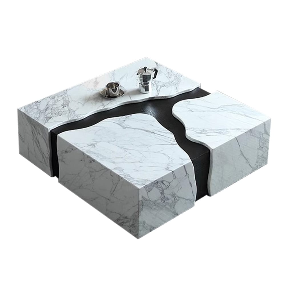 Oizaye DB-HJCT830A White Faux marble Modern Coffee Table