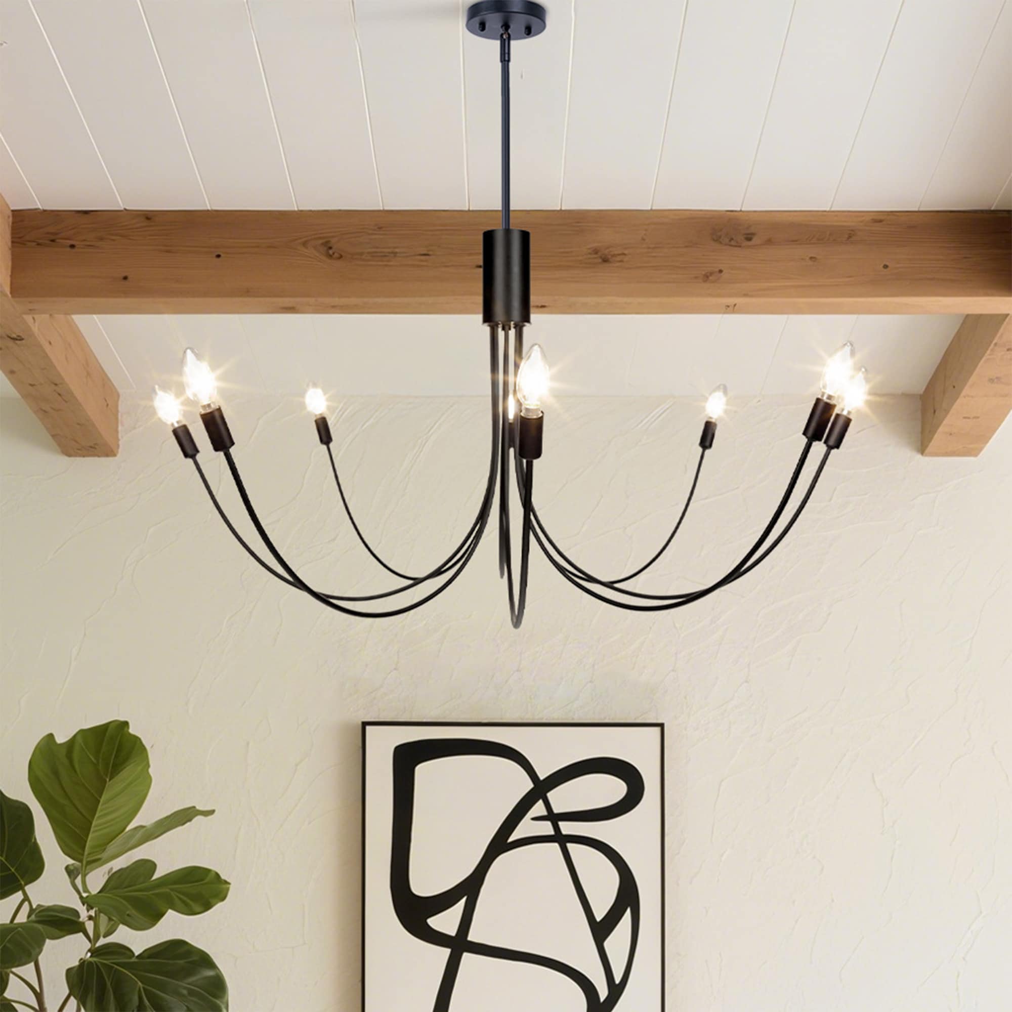 LNC LZNUFER547829C Dolohovstrout 8 -Light Matte Black Transitional For Use in Bedrooms, Dining Rooms, Foyers, Kitchens, Living Rooms Chandelier