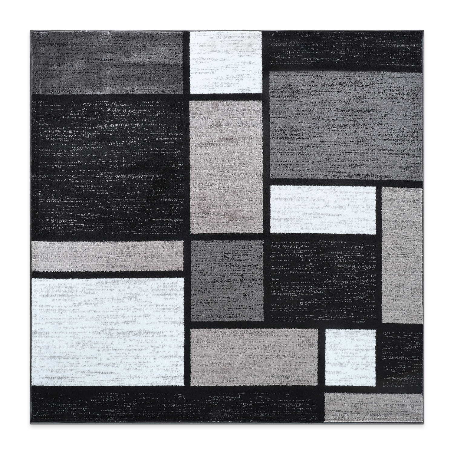 World Rug Gallery 106GRAY6SQ 7 x 7 (ft) Loomed Polypropylene Gray Square Indoor Geometric Global Area rug