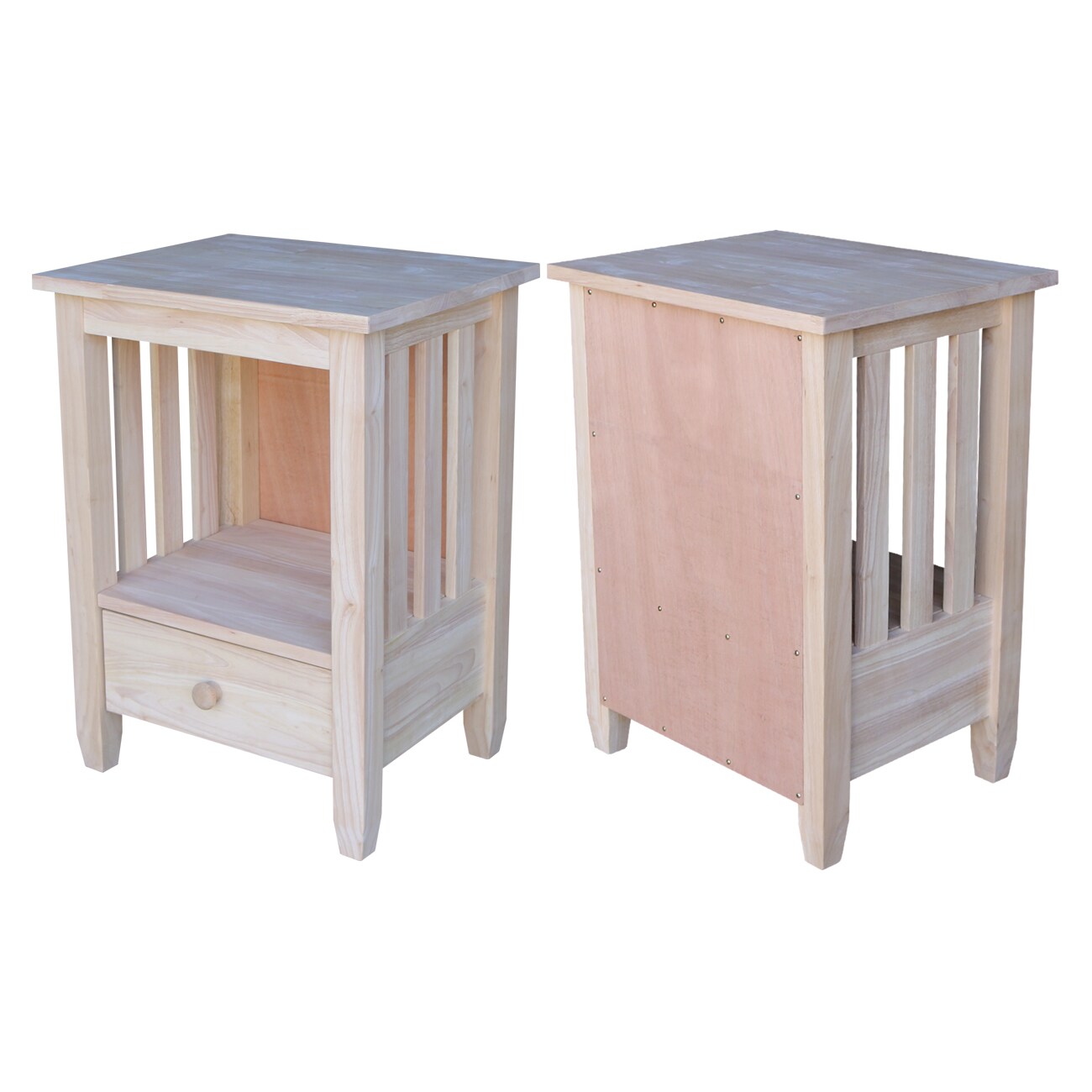 Solid Hardwood Mission-Style End Table with Drawer and Shelf