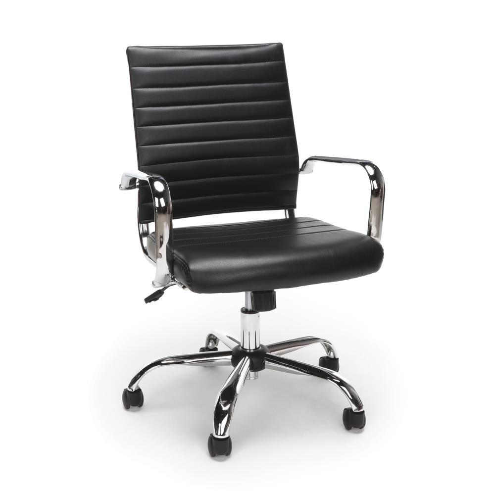 OFM ESS-6095-BLK Essentials by Black Traditional Adjustable Height Swivel Faux Leather Executive Chair