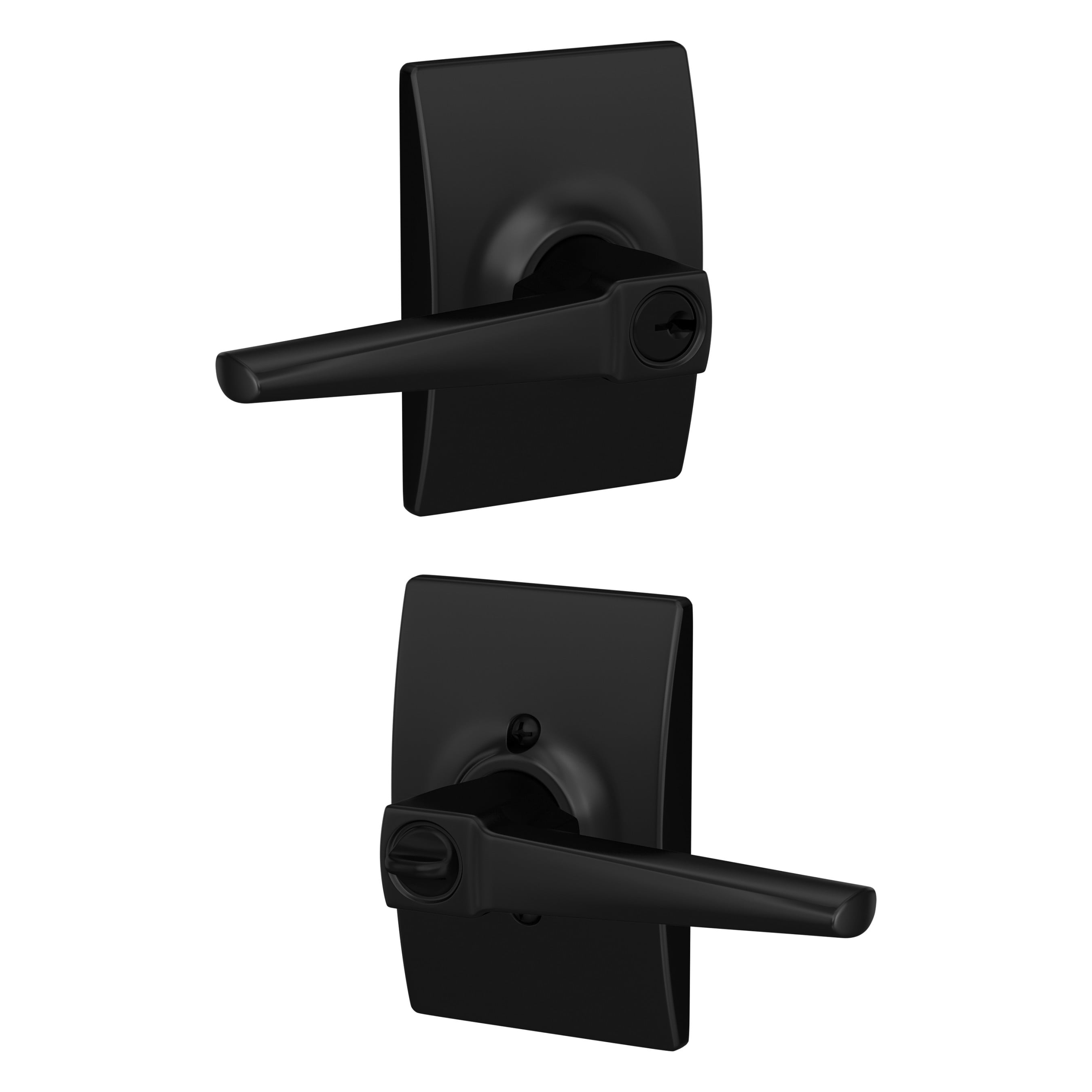 Schlage F51A ELR 622 CEN Custom Eller - Century Matte Black Universal Exterior Keyed entry Door Handle