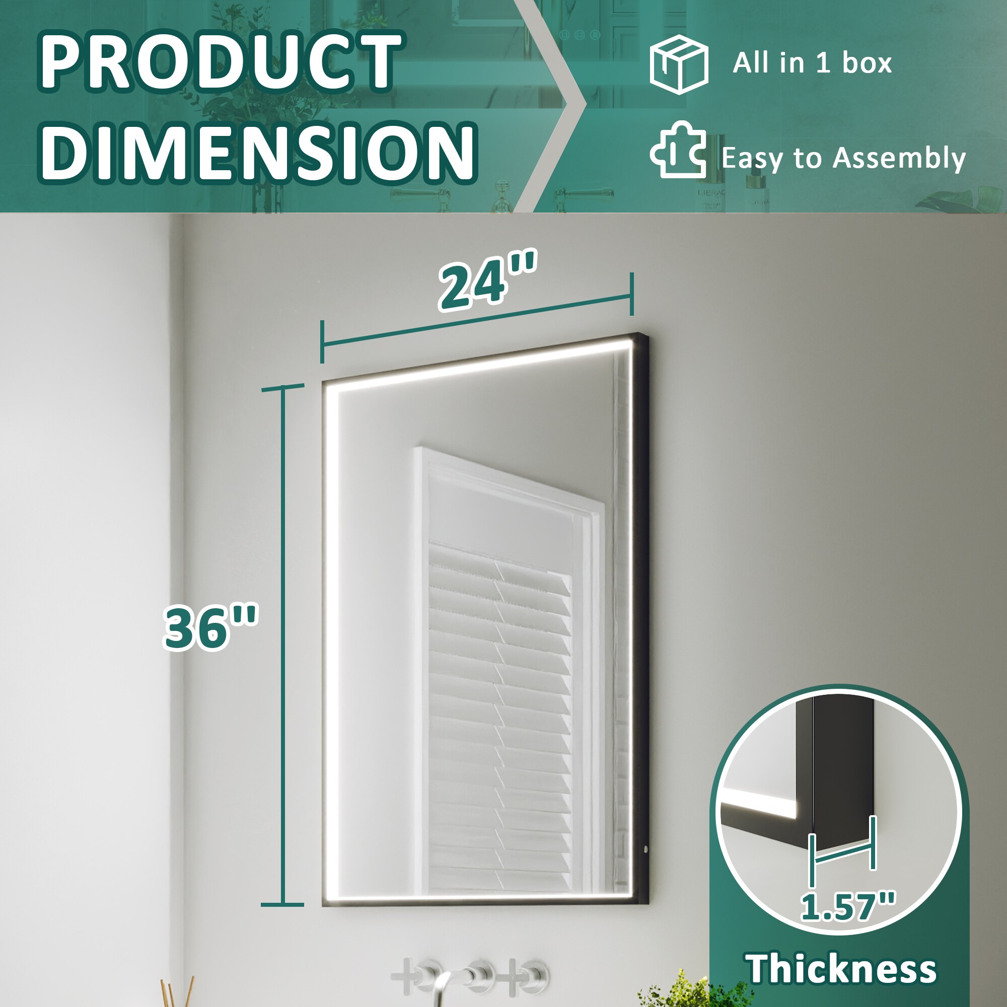 ES-DIY ESBM2436V19MBX Framed-Bath-Mirrors - View #3