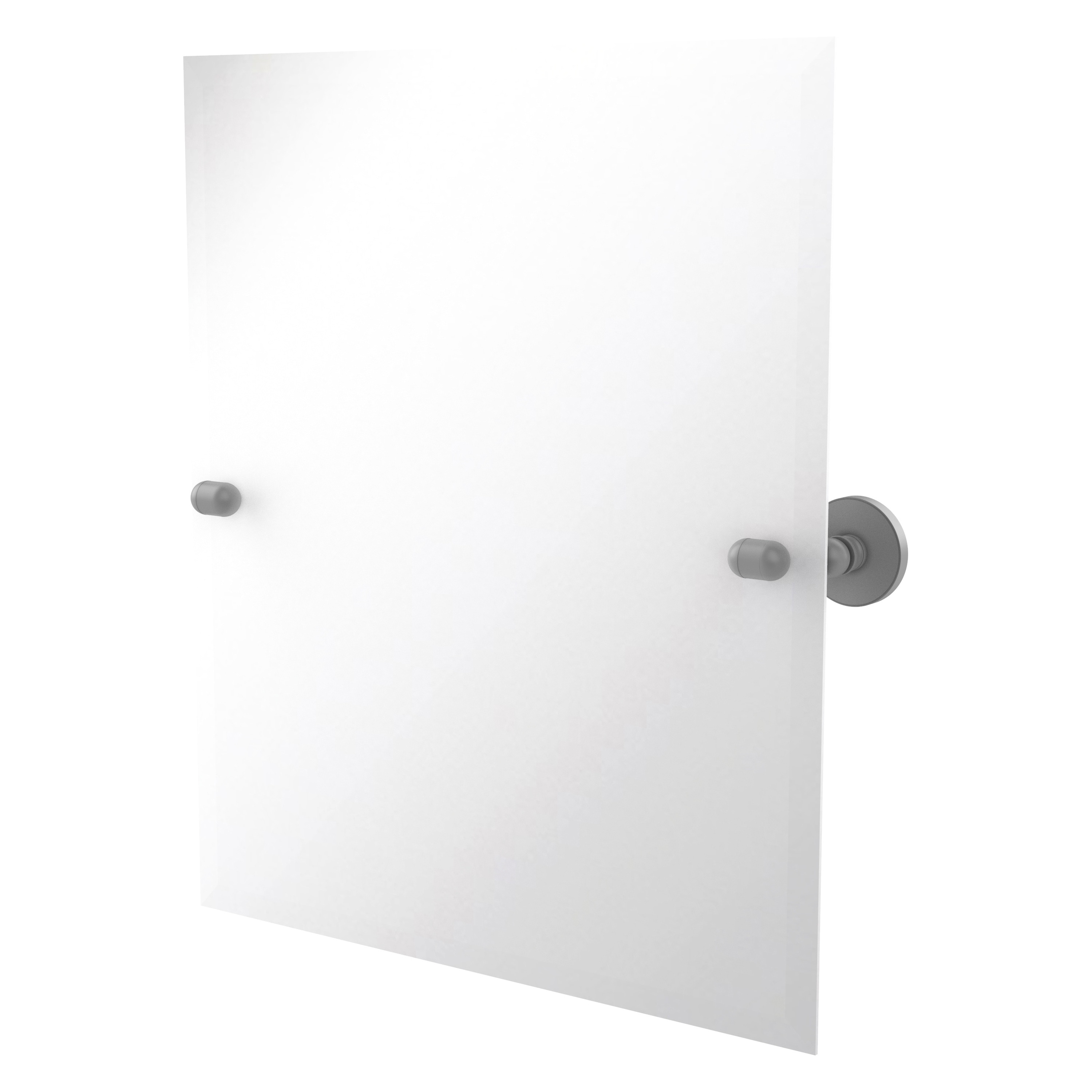 Allied Brass TA-92-GYM Tango 21-Inches x 26-Inches Beveled Frameless Rectangle Tilting Bathroom Vanity Mirror ( Matte Gray )