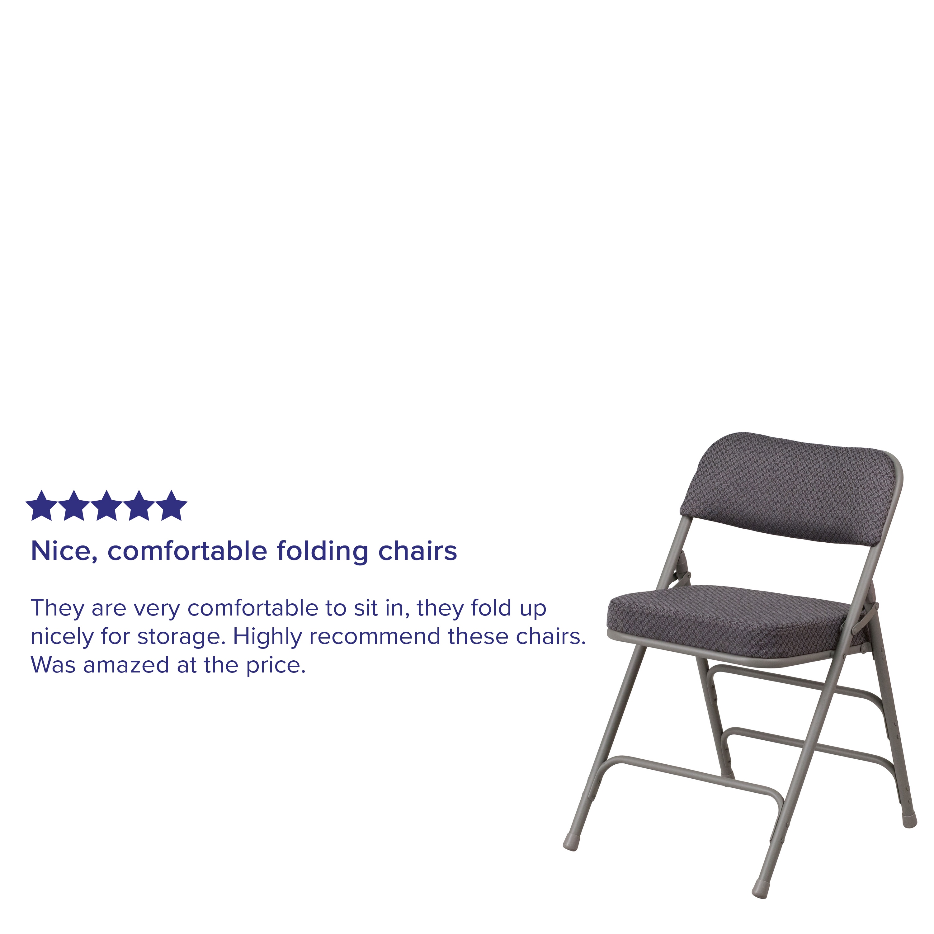 Ultra-Padded Gray Fabric Metal Folding Chair Set