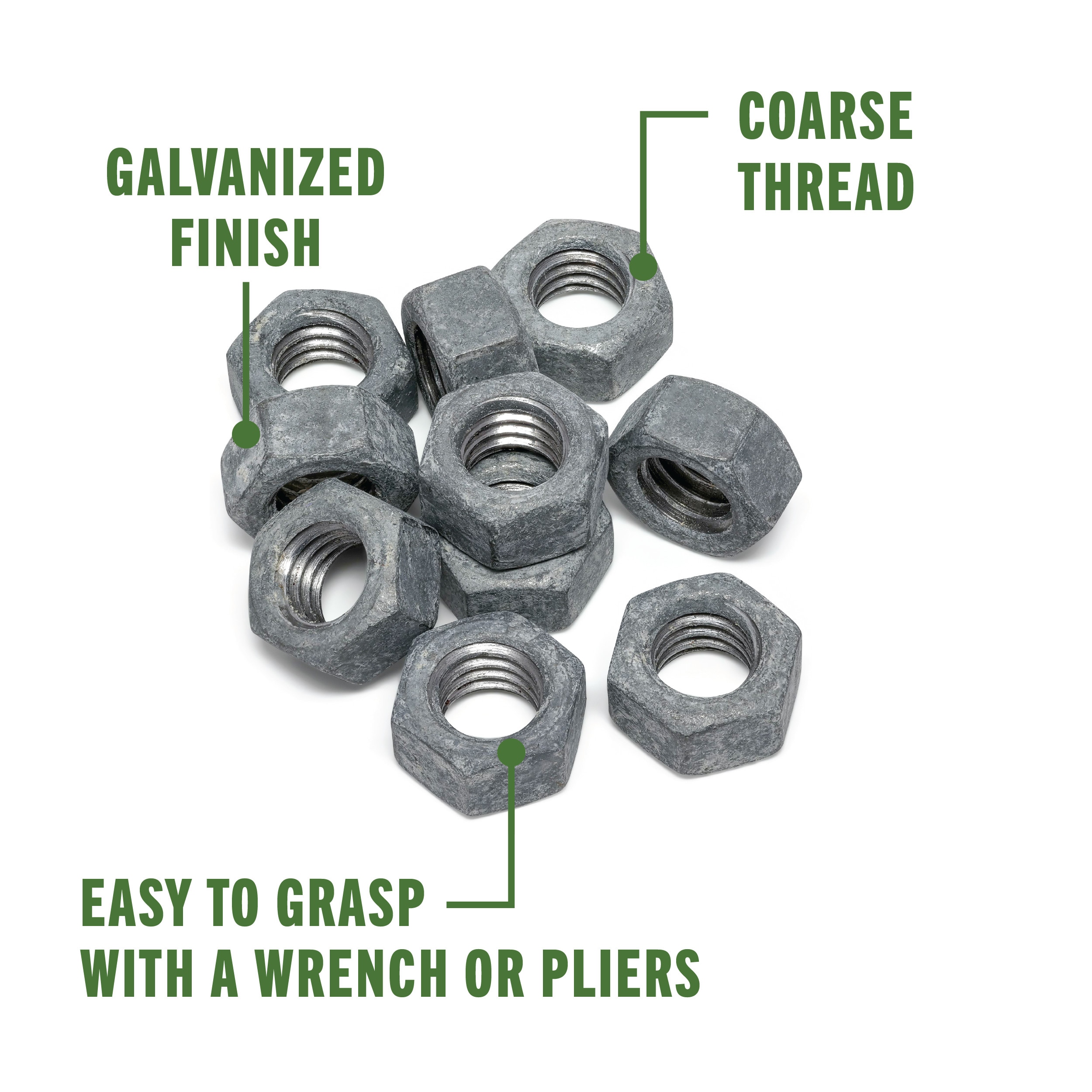 Hillman 1/2-in x 13 Galvanized Steel Hex Nut in the Hex Nuts department at