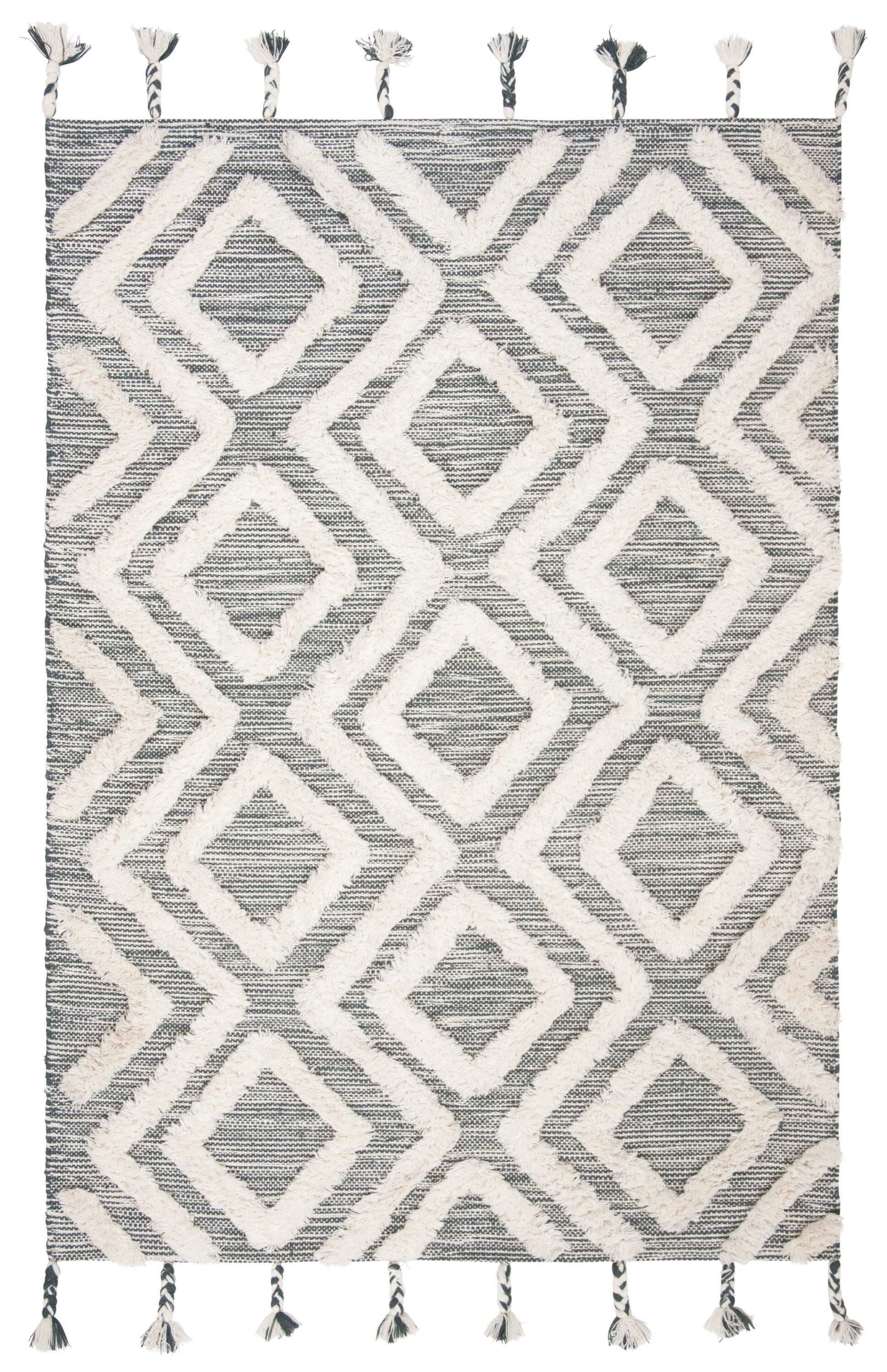 Safavieh KNY331L-6 Kenya Shouko 6 x 9 (ft) Tufted Wool Teal/Ivory Rectangular Indoor Geometric Bohemian/Eclectic Area rug