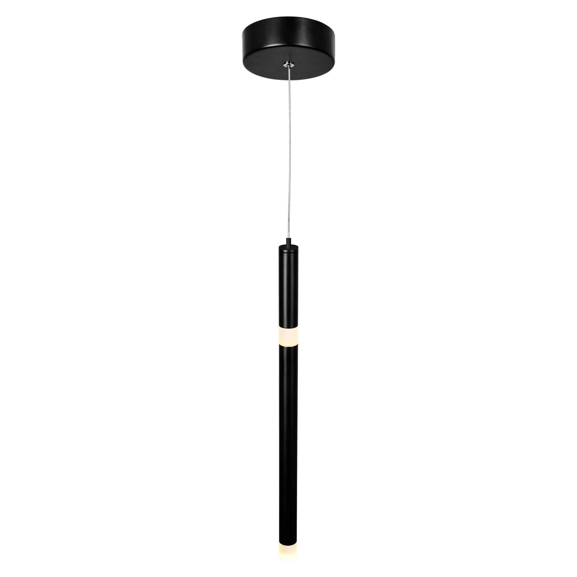 Sleek Black Metal LED Pendant Light - Contemporary 17" Design